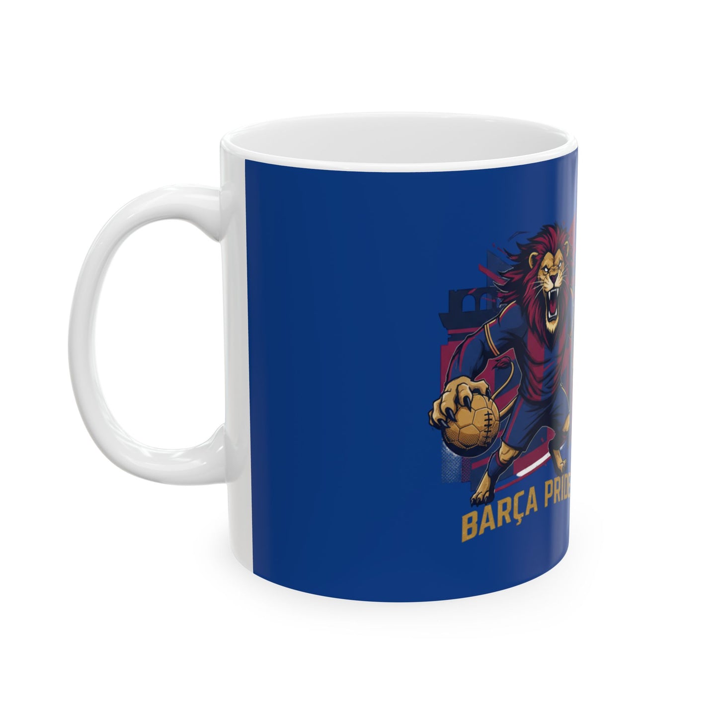 Ceramic Mug — 'Barça Pride' Lion Soccer Fan Coffee Cup (11oz/15oz)