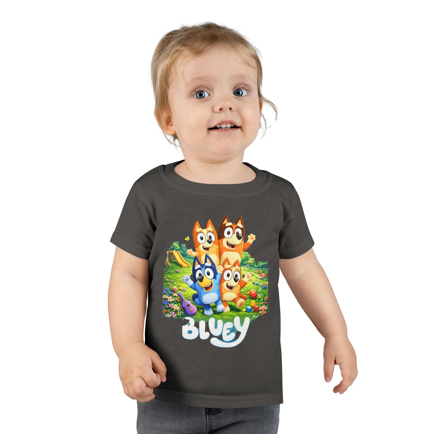 Bluey Family Toddler T-Shirt — Colorful Cartoon Puppy Graphic Tee