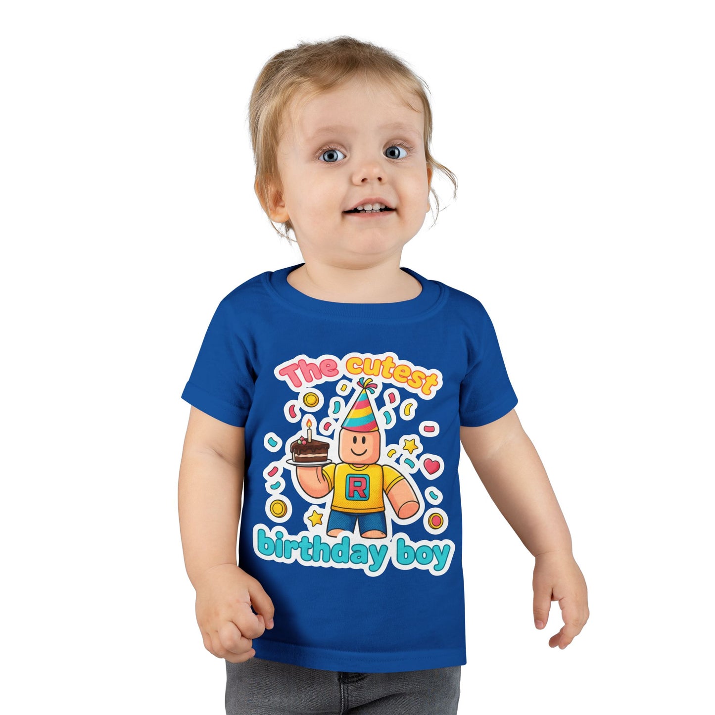 Toddler T-Shirt - "The Cutest Birthday Boy" Cute Party Roblox-Inspired Graphic Tee