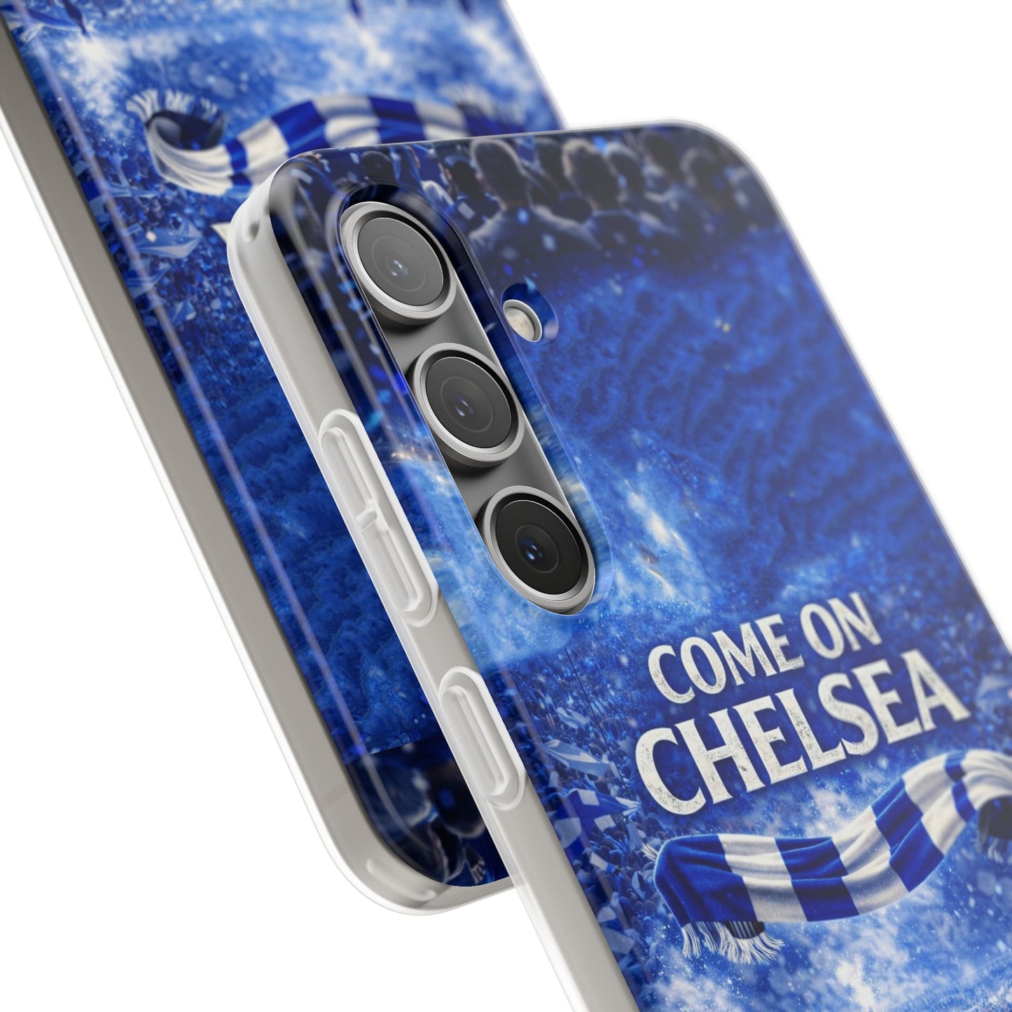 Funda flexible para teléfono del Chelsea Football: "Vamos Chelsea" en azul para aficionados