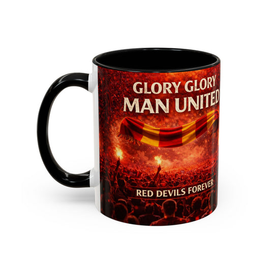 Man United Coffee Mug – "Glory Glory" Red Devils Accent Mug