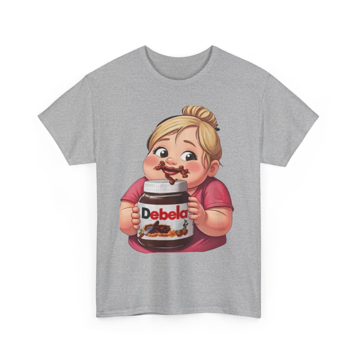 Camiseta con un niño adorable sosteniendo un tarro inspirada en Nutella — Camiseta divertida para amantes de los postres 