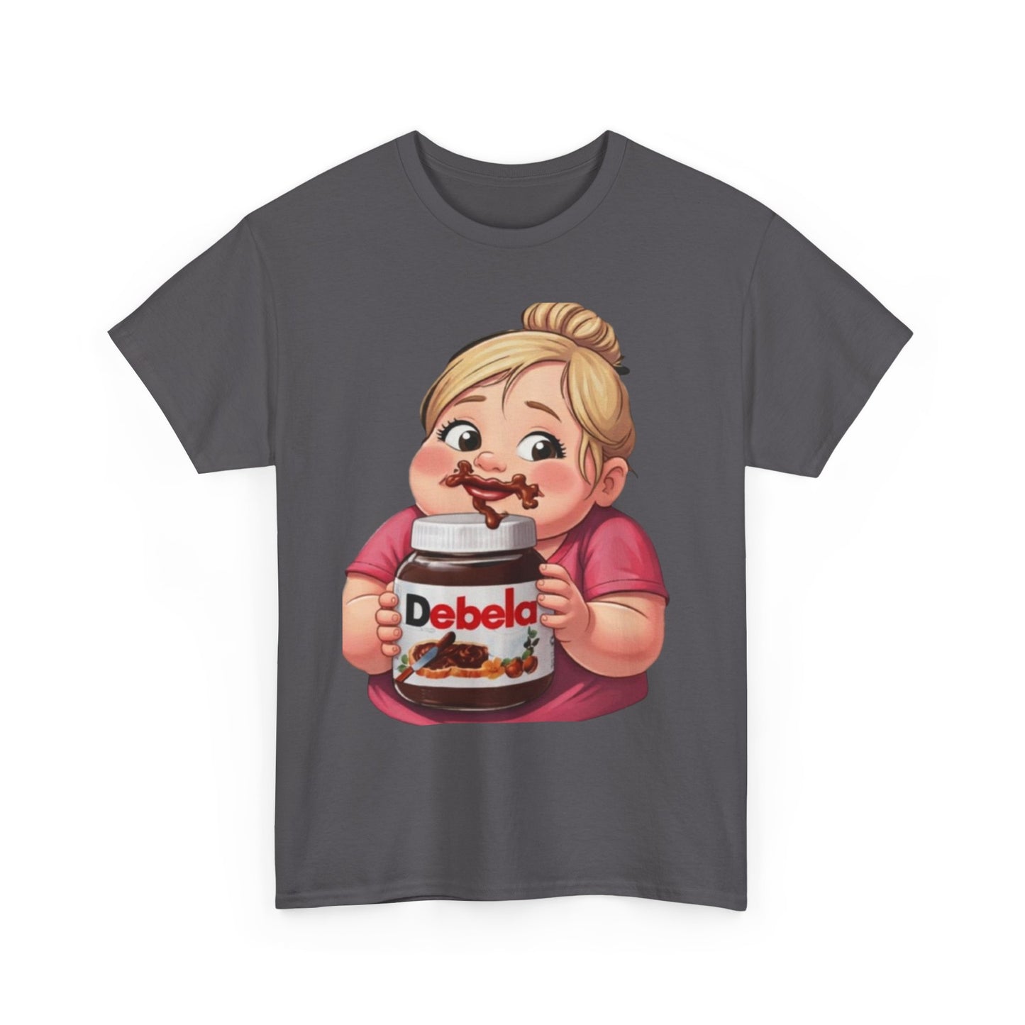 Camiseta con un niño adorable sosteniendo un tarro inspirada en Nutella — Camiseta divertida para amantes de los postres 