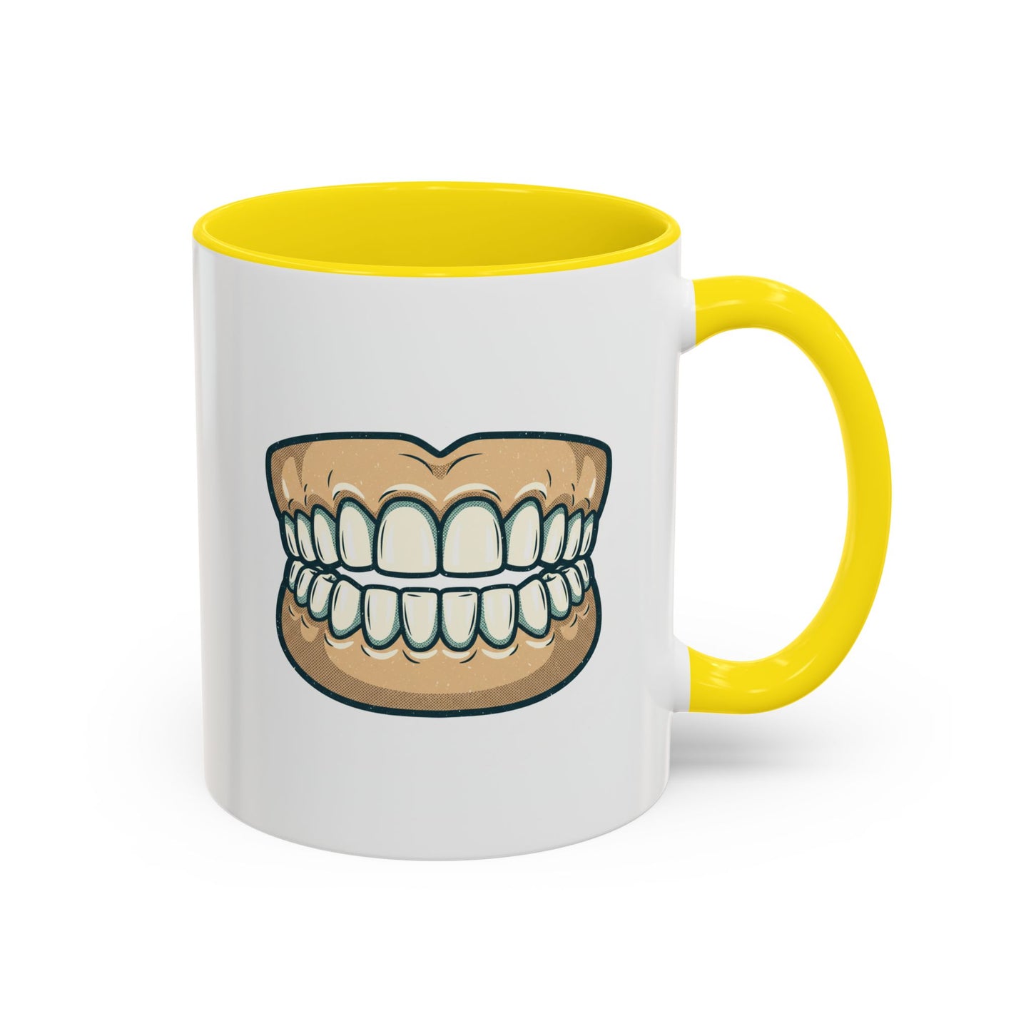 Chattering Dentures Coffee Mug — Funny Dental Illustration Accent Mug