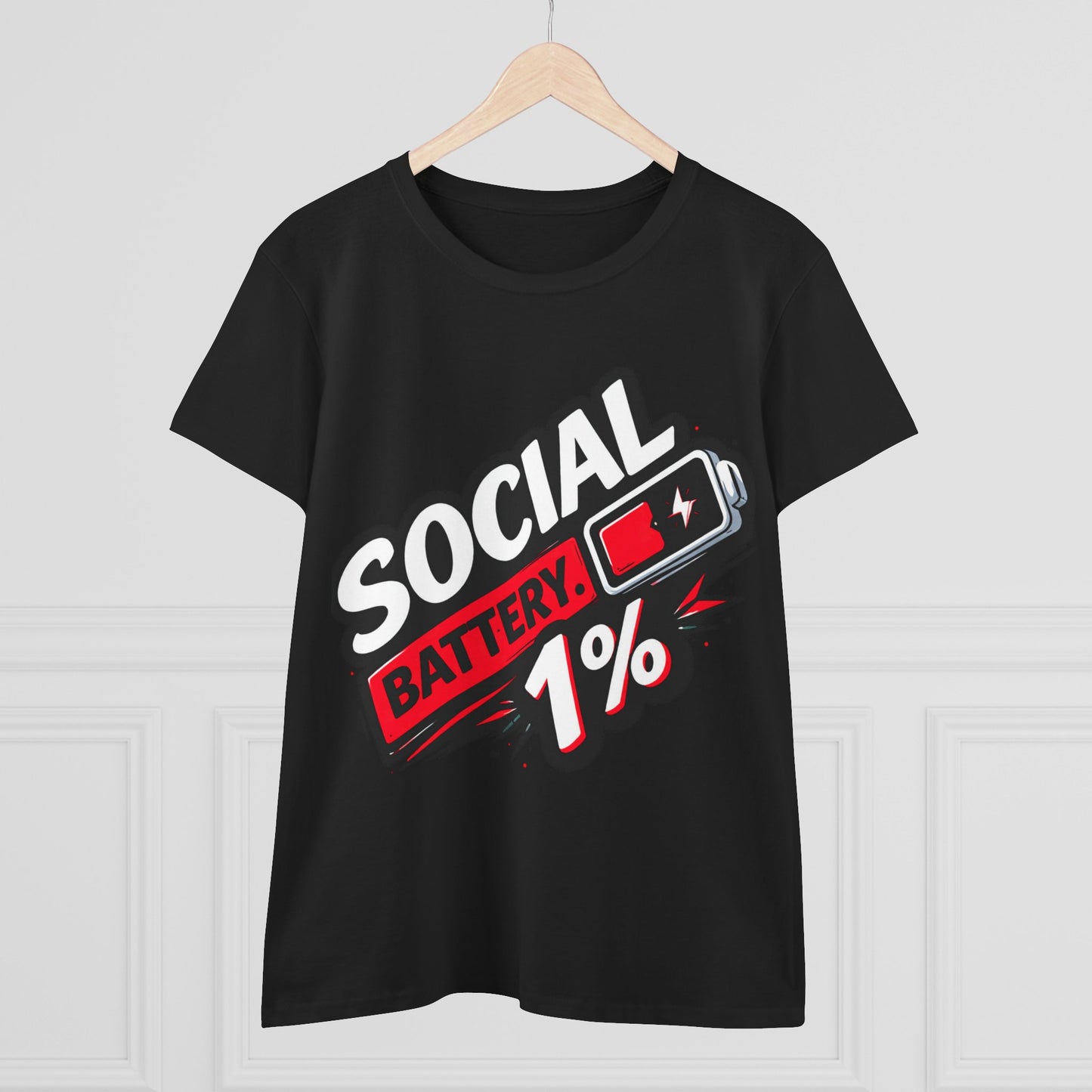 Social Battery 1% Tee — Funny Introvert Women's T-Shirt