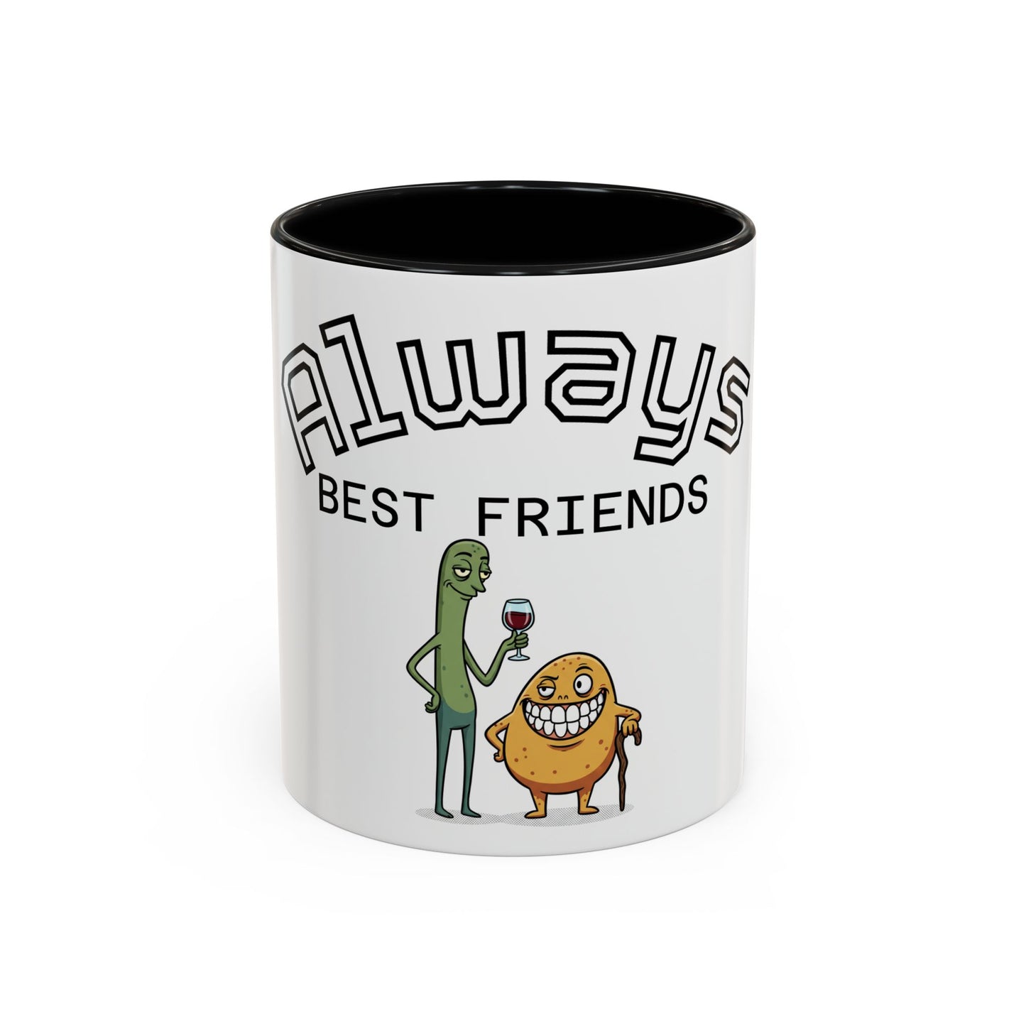 Taza de café — "Siempre mejores amigos" Divertida taza de la amistad con pepinillos y nuggets (11/15 oz)