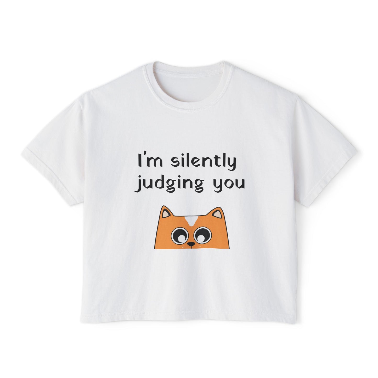I'm Silently Judging You Cat Boxy Tee — Women's Funny Graphic T‑Shirt