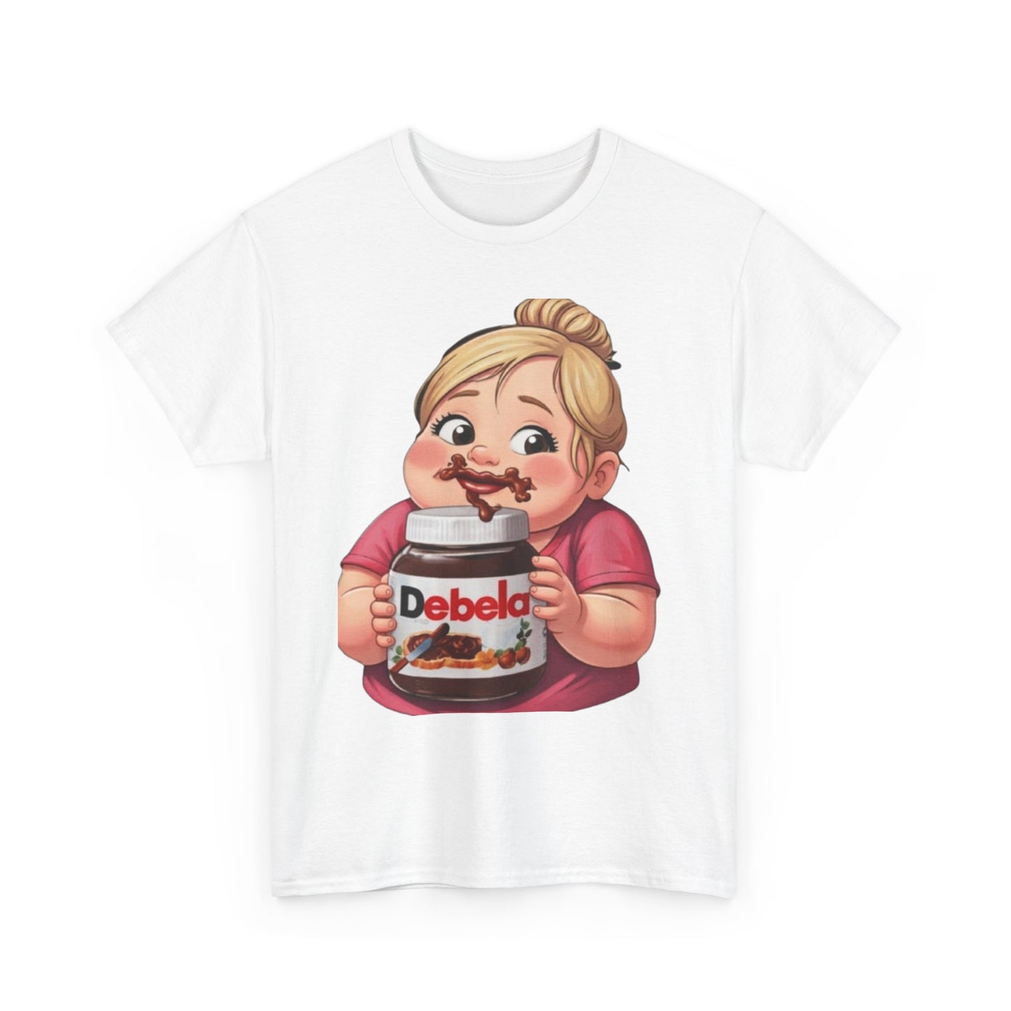 Camiseta con un niño adorable sosteniendo un tarro inspirada en Nutella — Camiseta divertida para amantes de los postres 