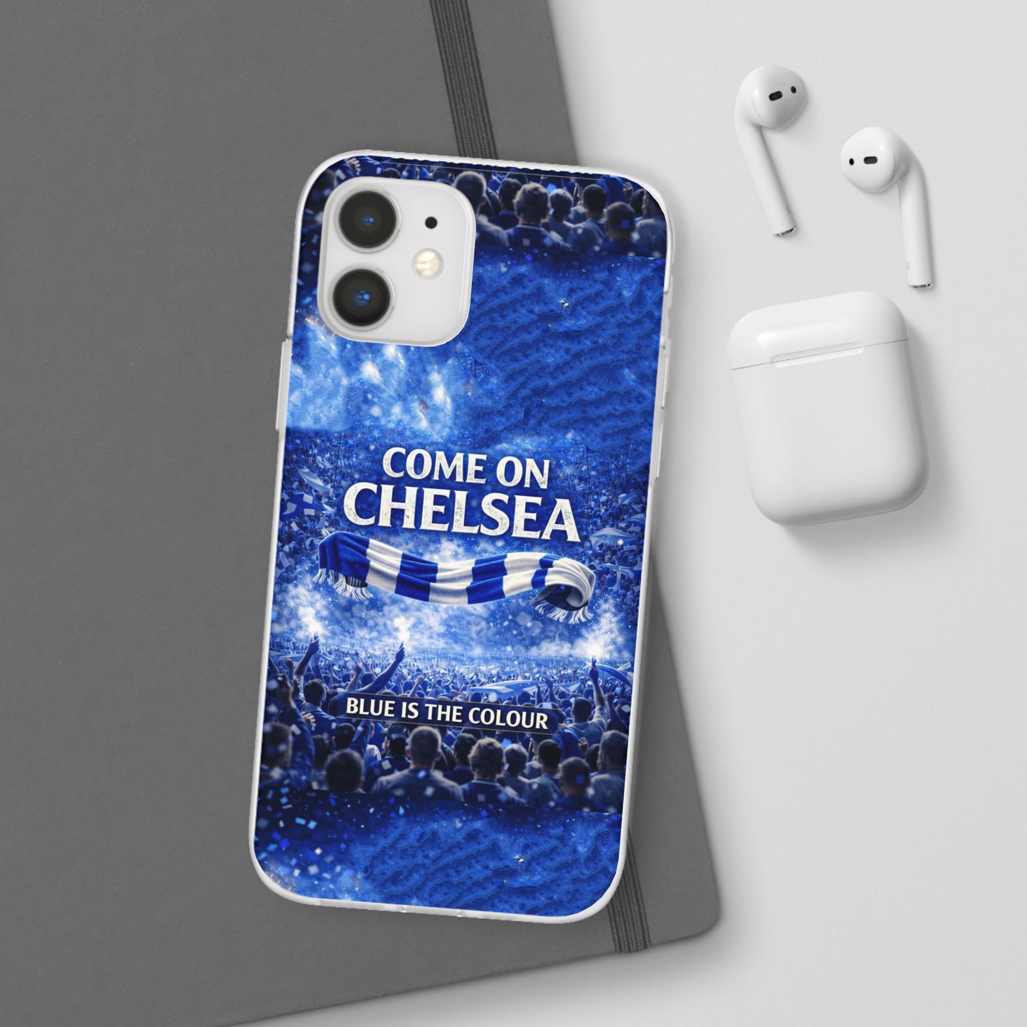 Funda flexible para teléfono del Chelsea Football: "Vamos Chelsea" en azul para aficionados