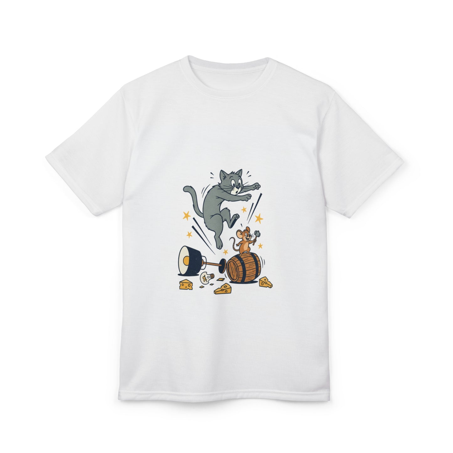 Cat and Mouse Chaos T-Shirt — Funny Cartoon Kitty & Mouse Design