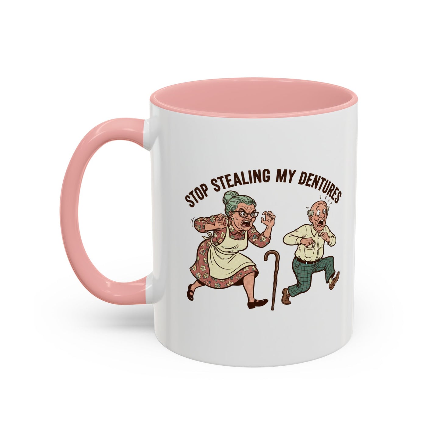 Chattering Dentures Coffee Mug — Funny Dental Illustration Accent Mug