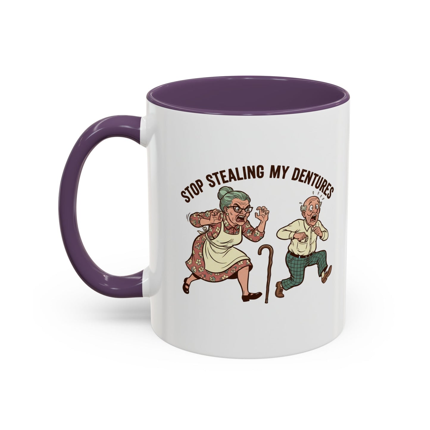 Chattering Dentures Coffee Mug — Funny Dental Illustration Accent Mug