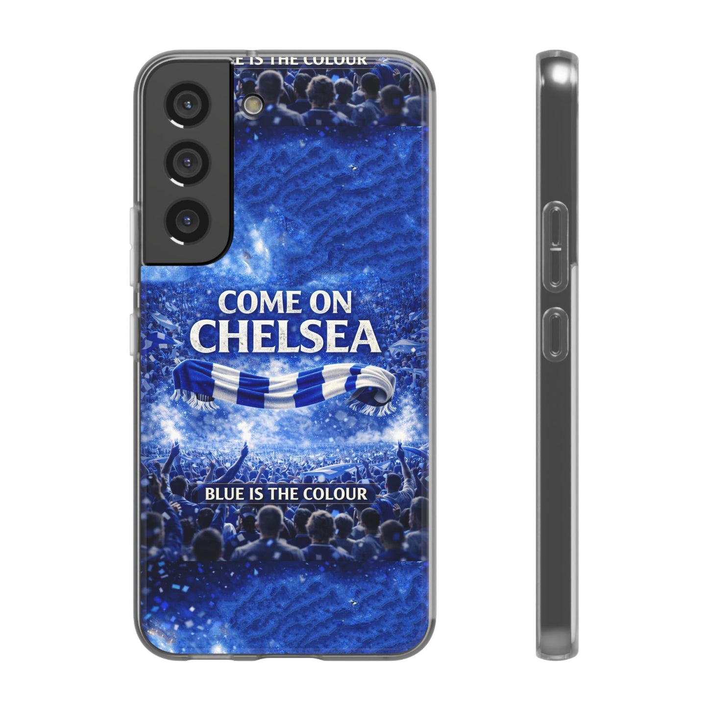 Funda flexible para teléfono del Chelsea Football: "Vamos Chelsea" en azul para aficionados