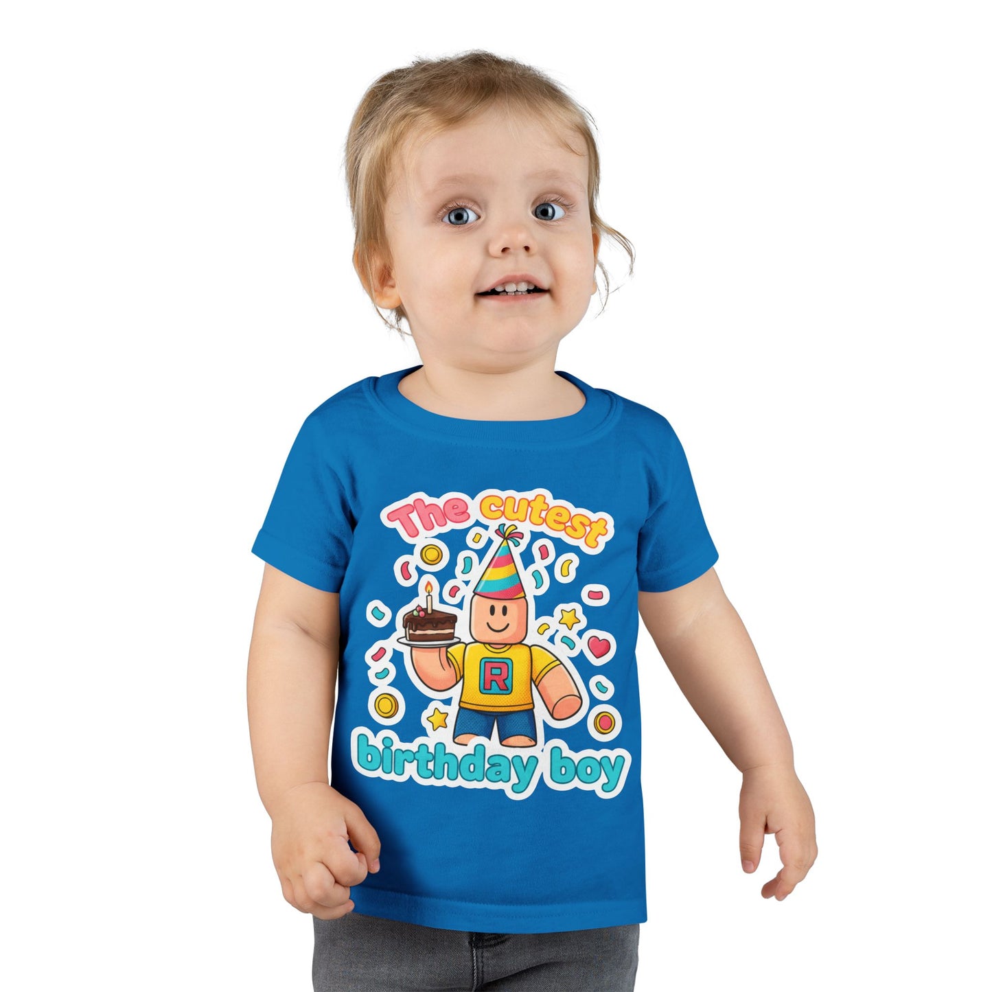 Toddler T-Shirt - "The Cutest Birthday Boy" Cute Party Roblox-Inspired Graphic Tee