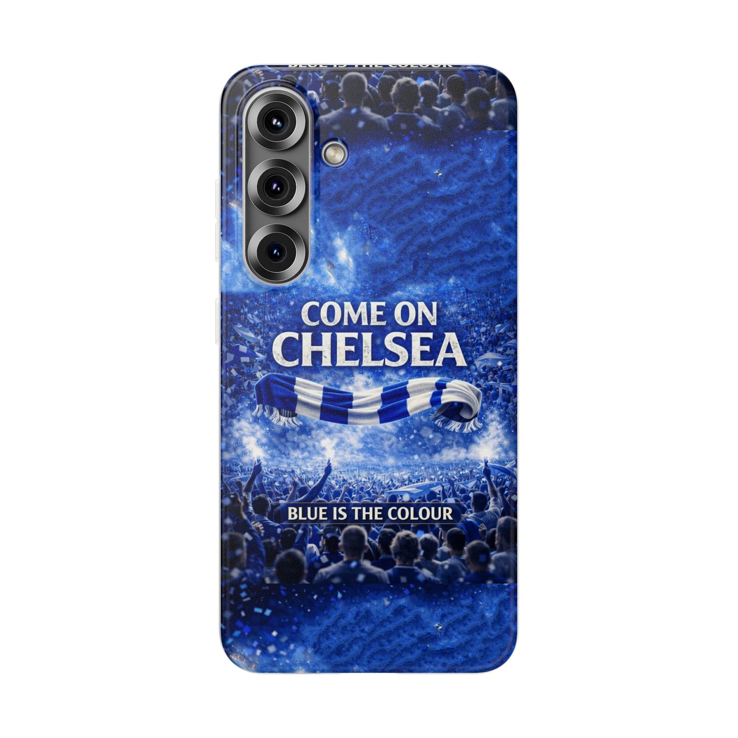 Funda flexible para teléfono del Chelsea Football: "Vamos Chelsea" en azul para aficionados