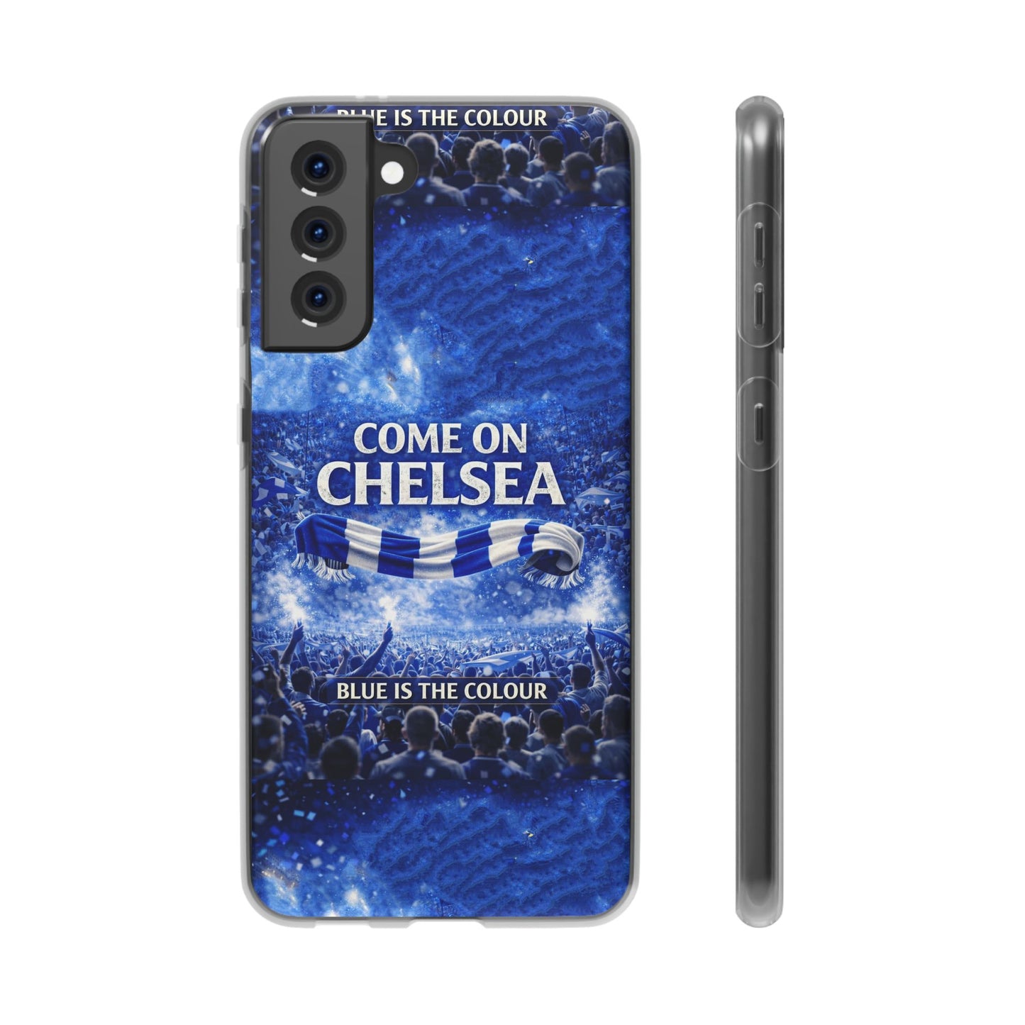 Funda flexible para teléfono del Chelsea Football: "Vamos Chelsea" en azul para aficionados