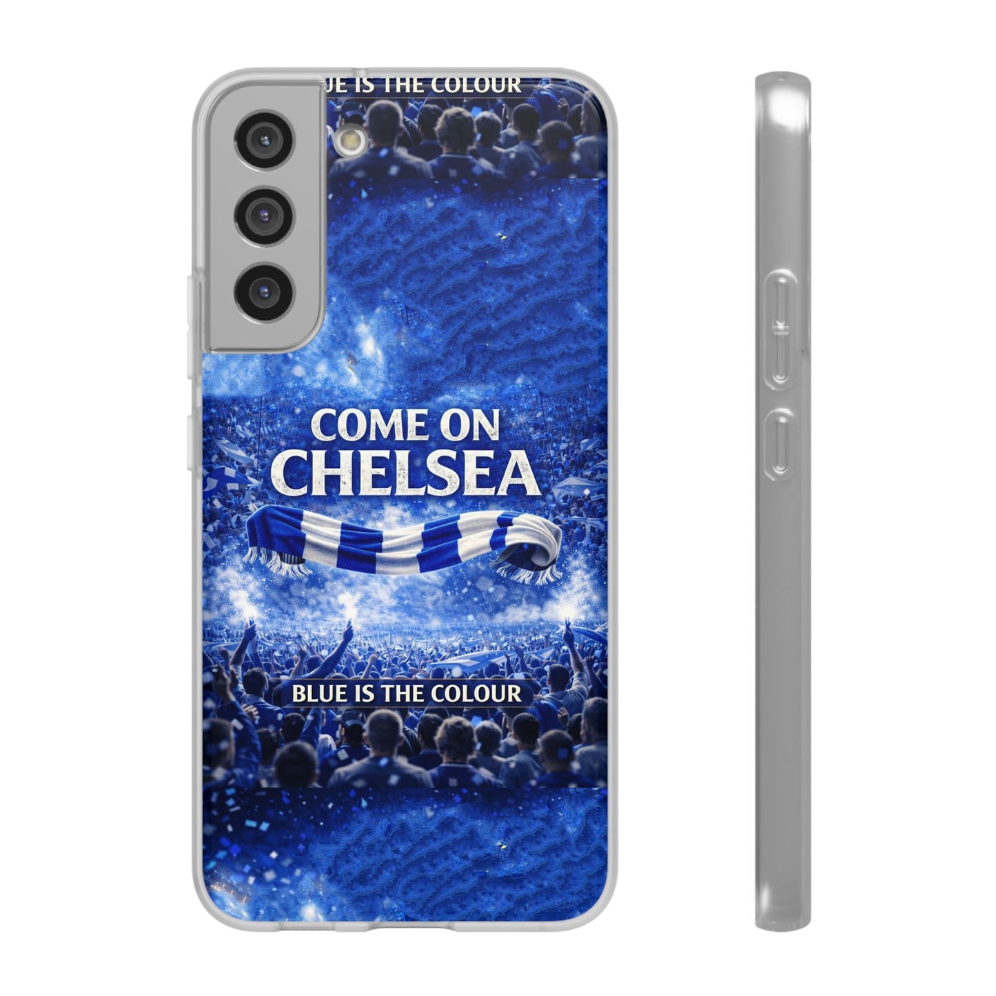Funda flexible para teléfono del Chelsea Football: "Vamos Chelsea" en azul para aficionados