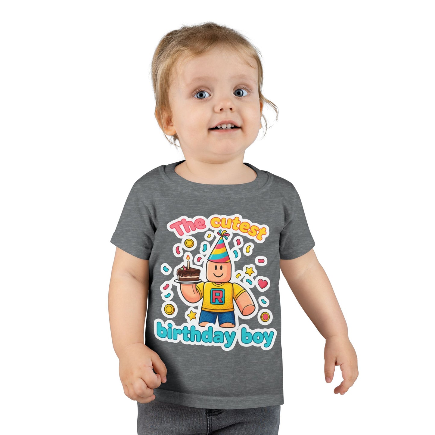 Toddler T-Shirt - "The Cutest Birthday Boy" Cute Party Roblox-Inspired Graphic Tee