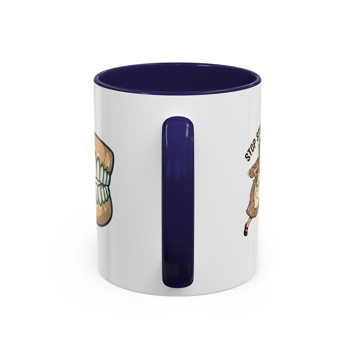 Chattering Dentures Coffee Mug — Funny Dental Illustration Accent Mug
