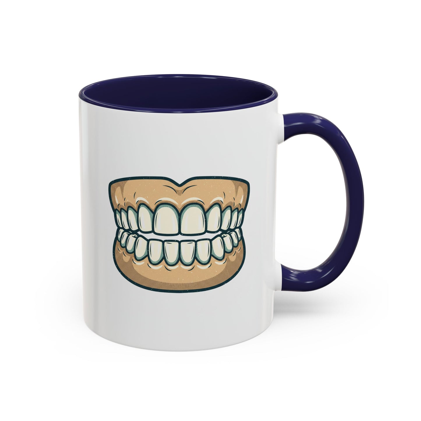 Chattering Dentures Coffee Mug — Funny Dental Illustration Accent Mug