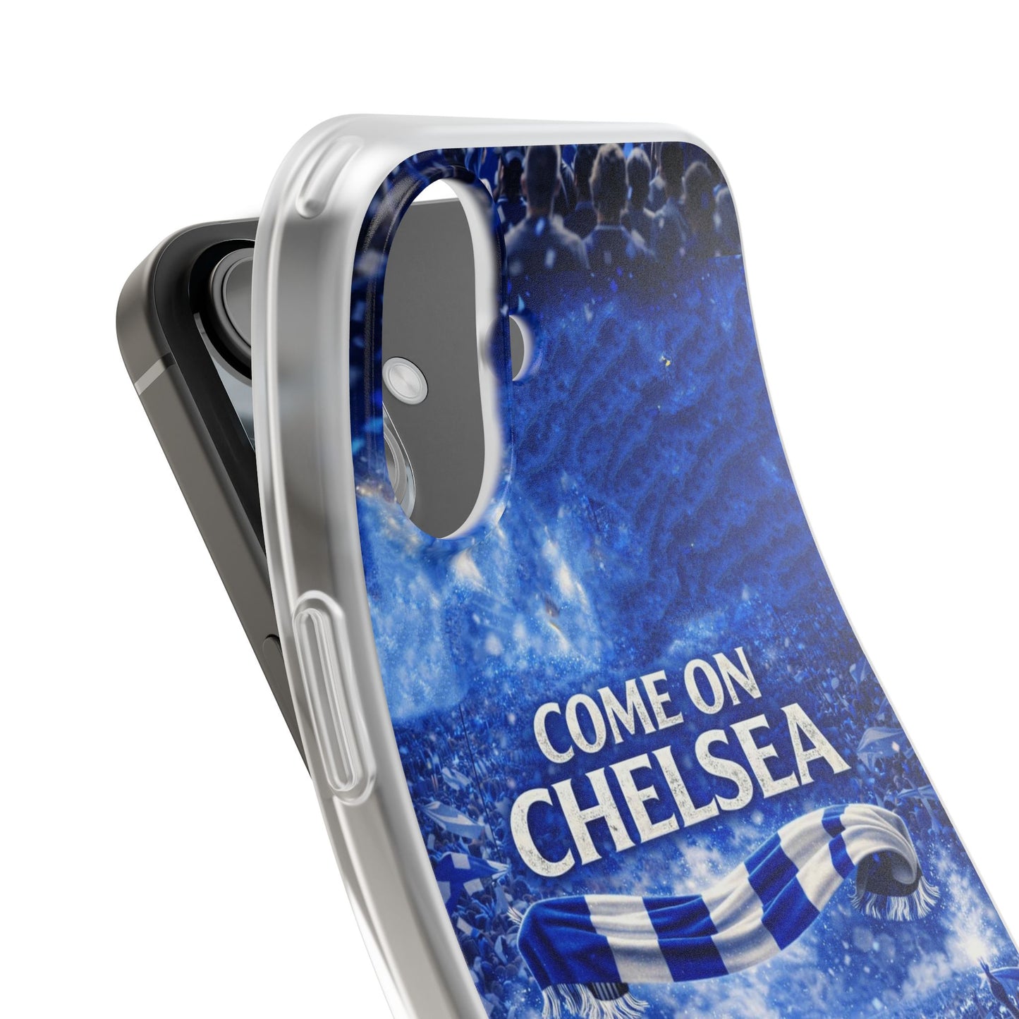 Funda flexible para teléfono del Chelsea Football: "Vamos Chelsea" en azul para aficionados