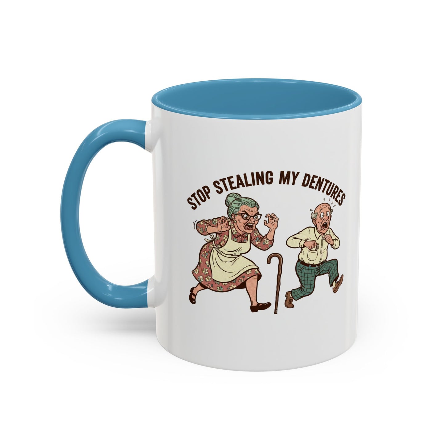 Chattering Dentures Coffee Mug — Funny Dental Illustration Accent Mug