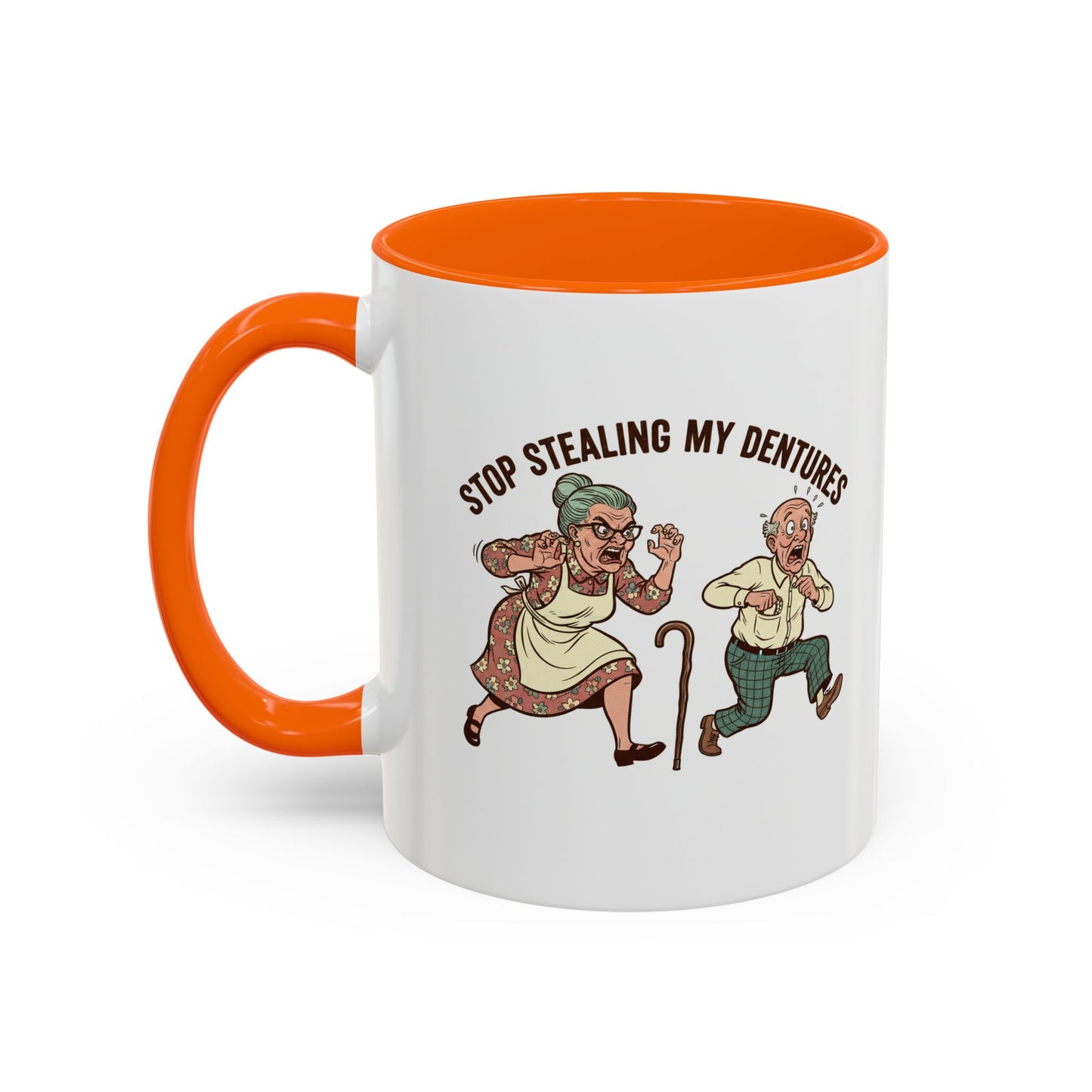 Chattering Dentures Coffee Mug — Funny Dental Illustration Accent Mug