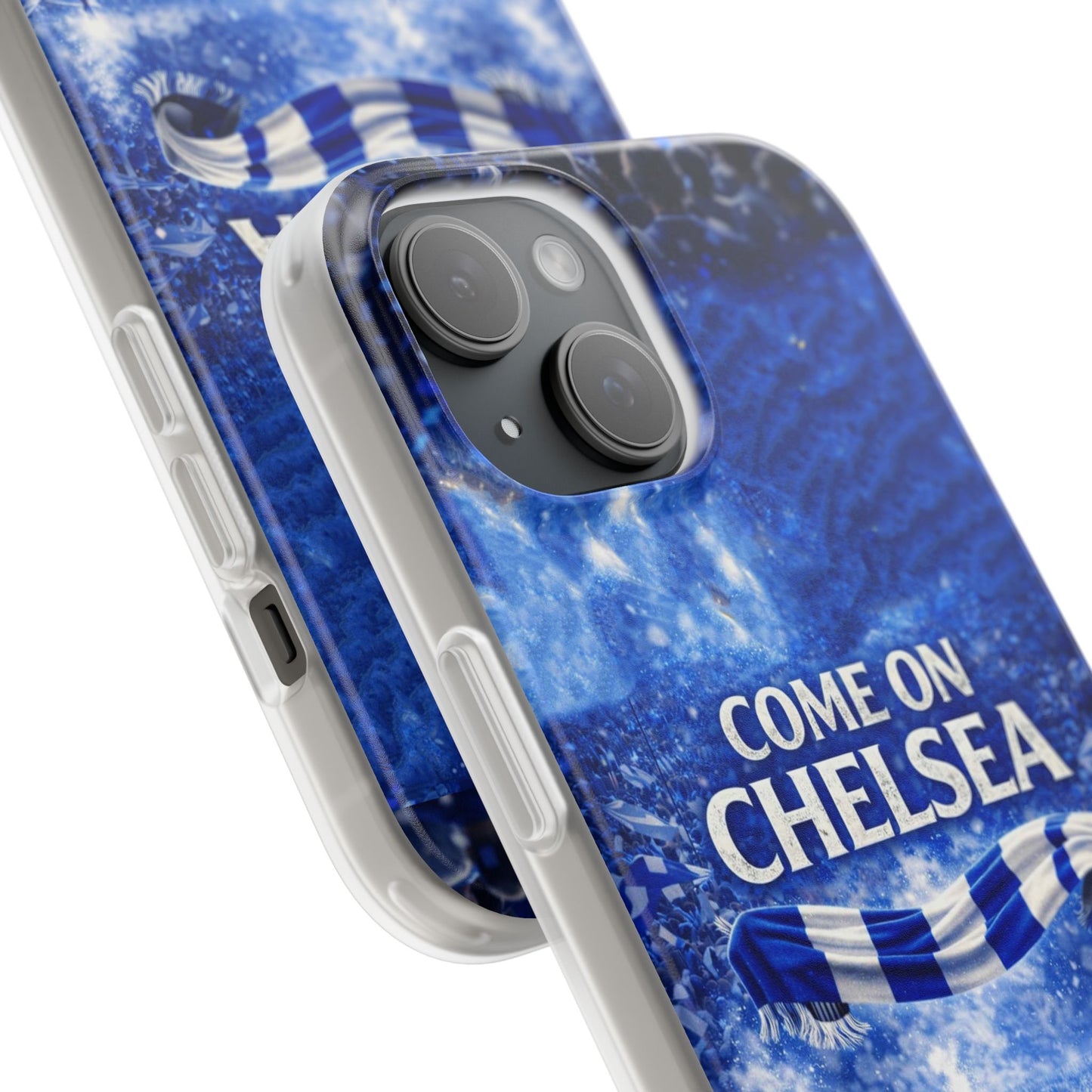 Funda flexible para teléfono del Chelsea Football: "Vamos Chelsea" en azul para aficionados