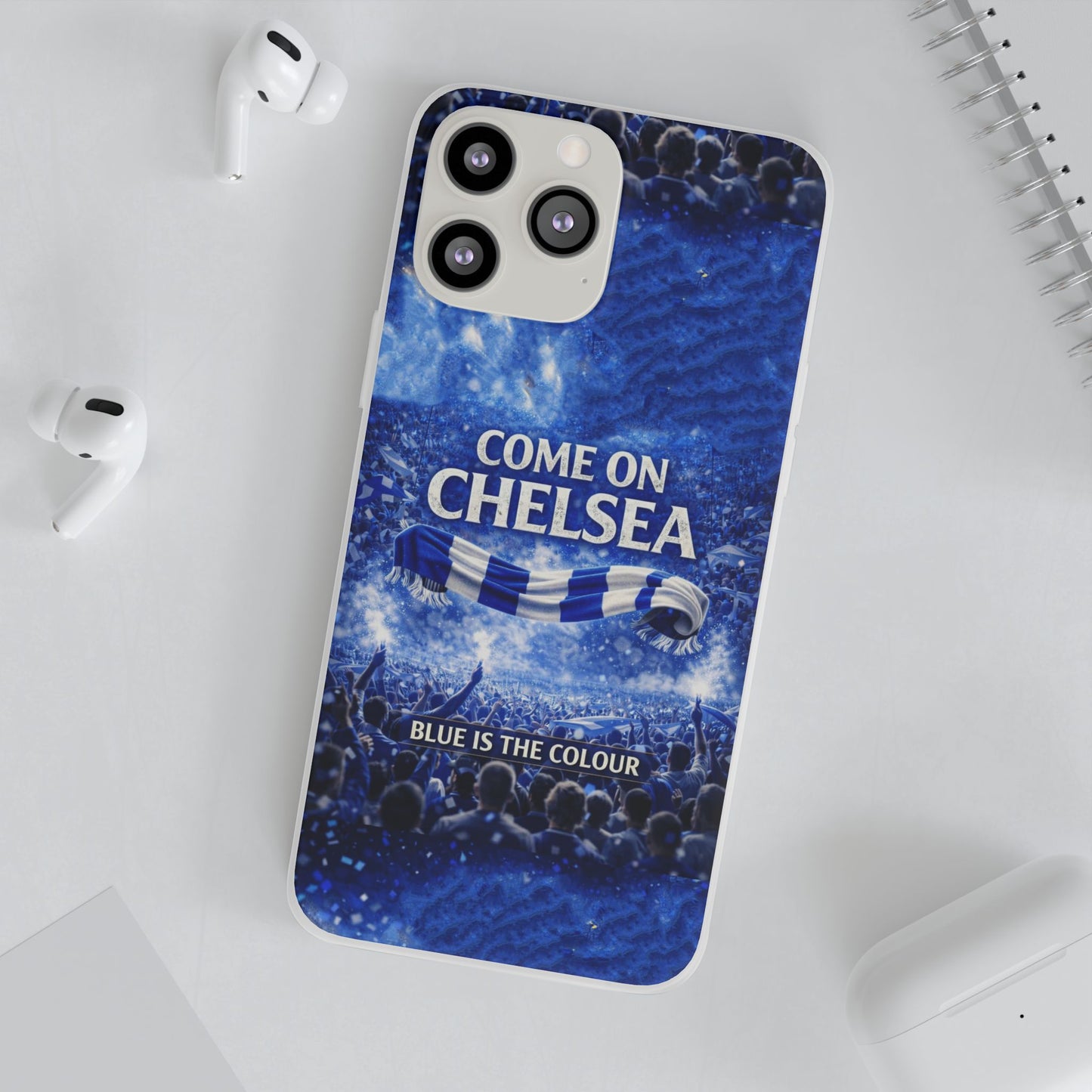 Funda flexible para teléfono del Chelsea Football: "Vamos Chelsea" en azul para aficionados