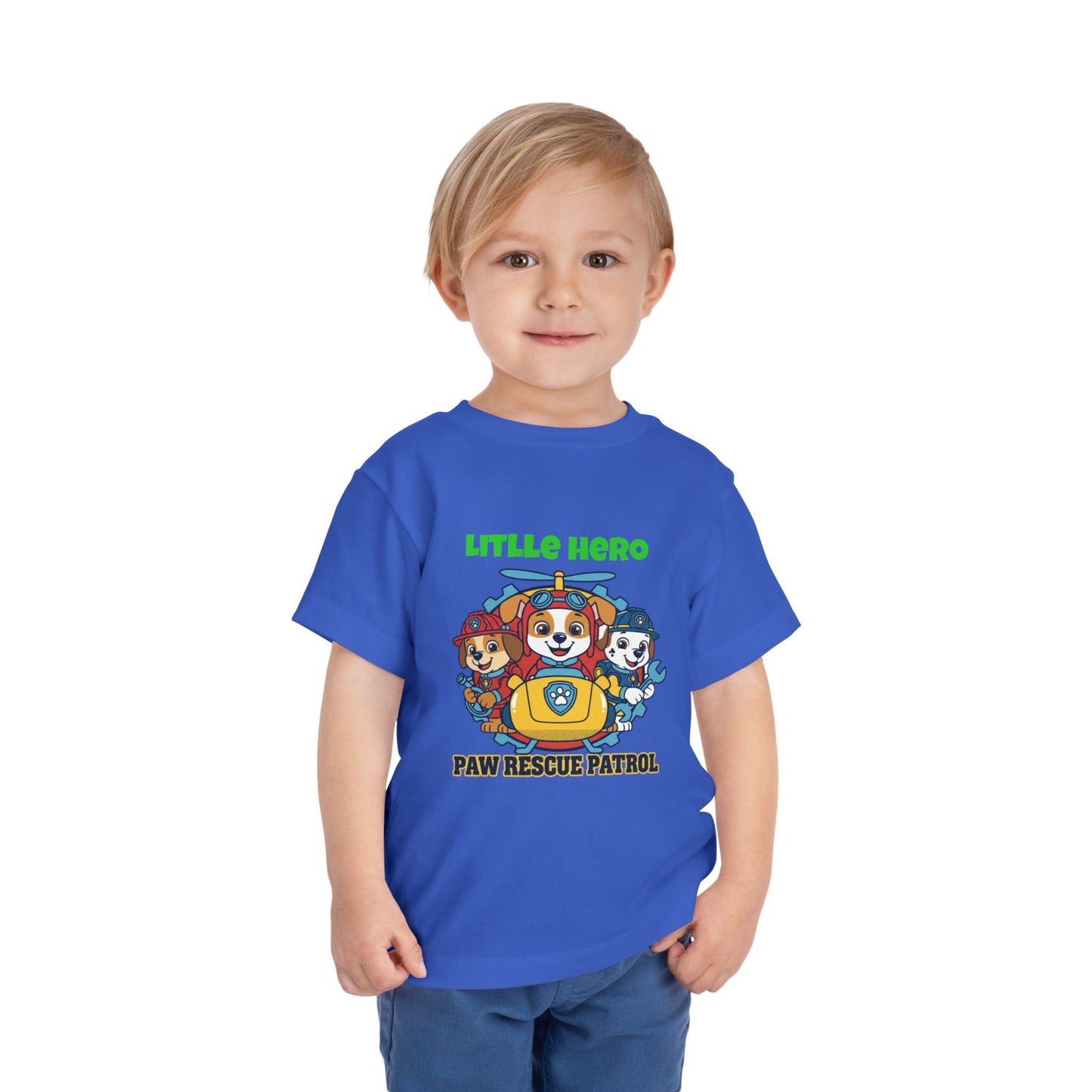 Little Hero Paw Rescue Patrol Toddler Tee — Kids' Cartoon Rescue Dog Shirt