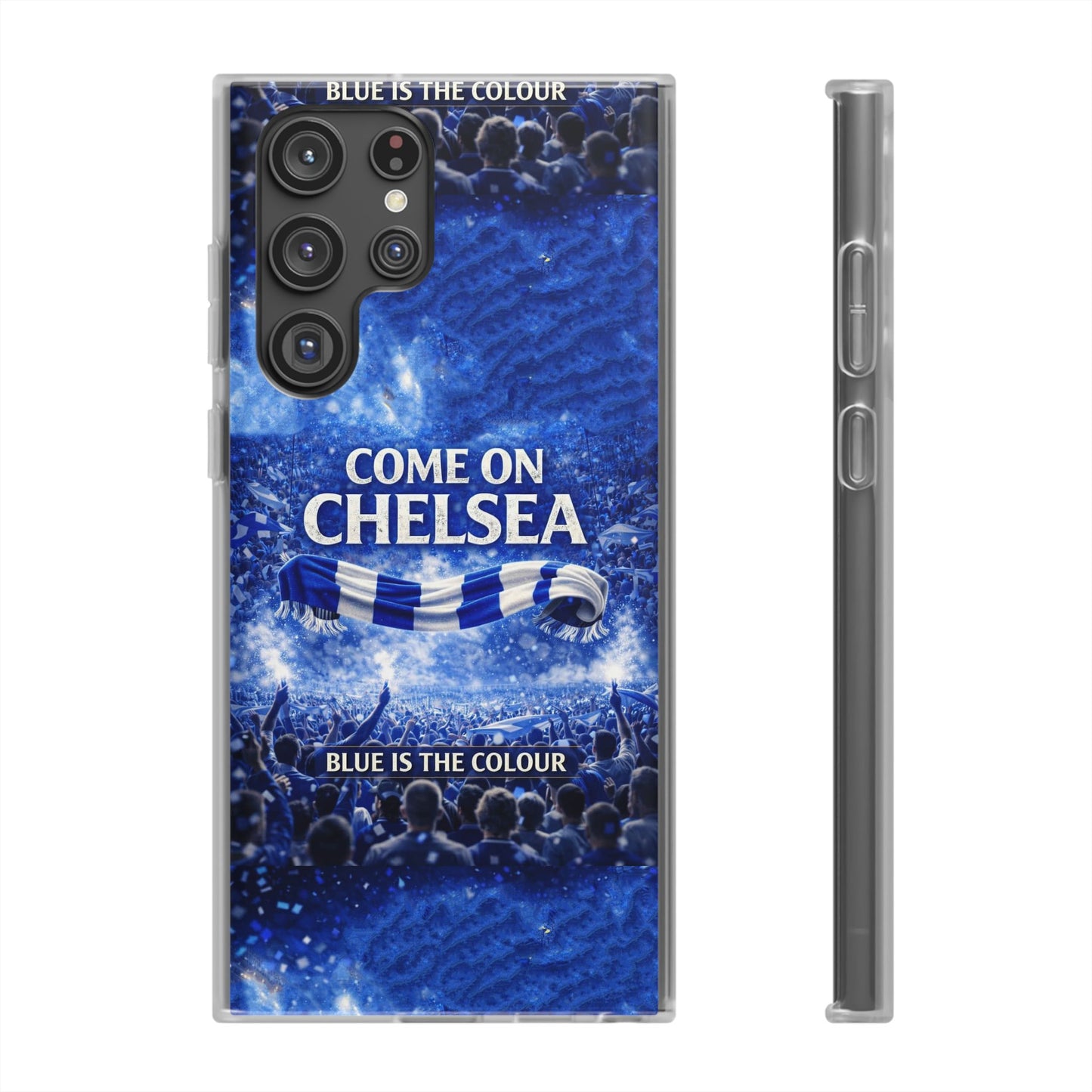 Funda flexible para teléfono del Chelsea Football: "Vamos Chelsea" en azul para aficionados