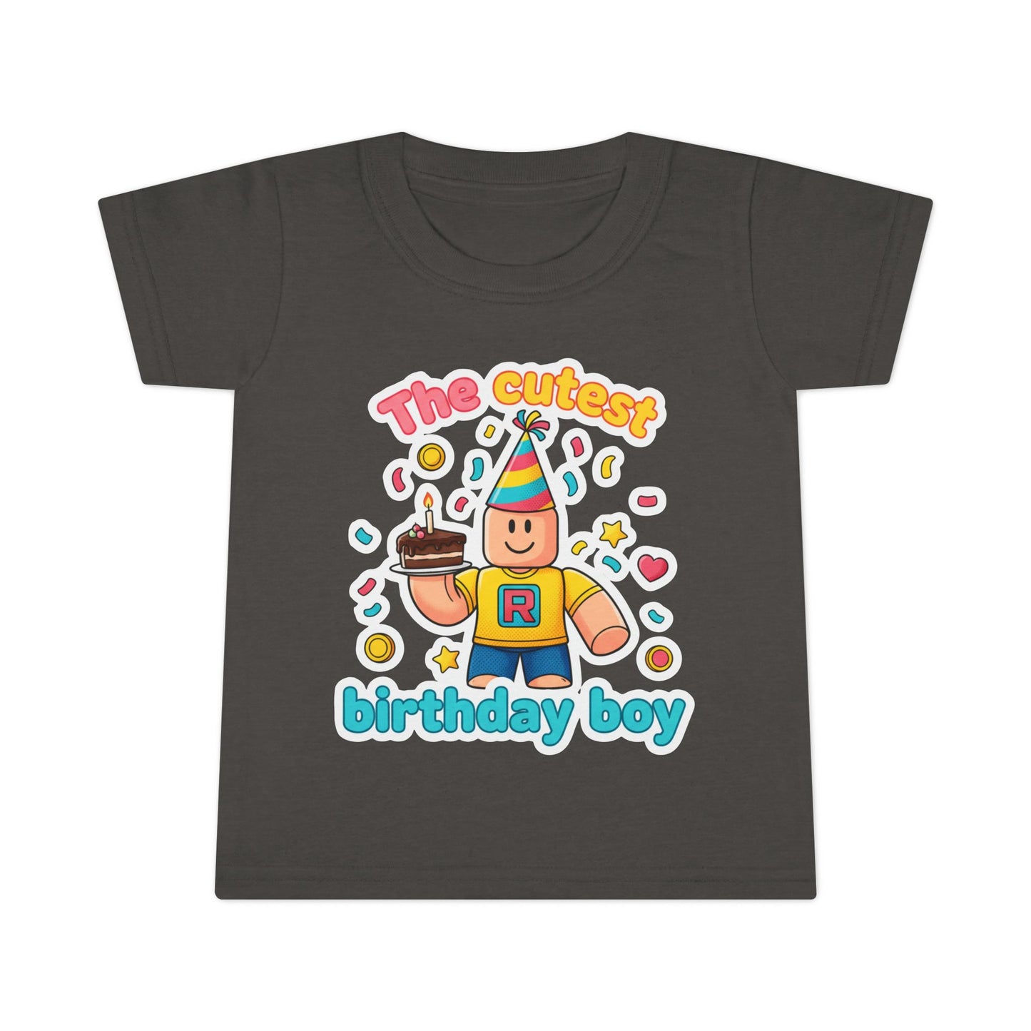 Toddler T-Shirt - "The Cutest Birthday Boy" Cute Party Roblox-Inspired Graphic Tee