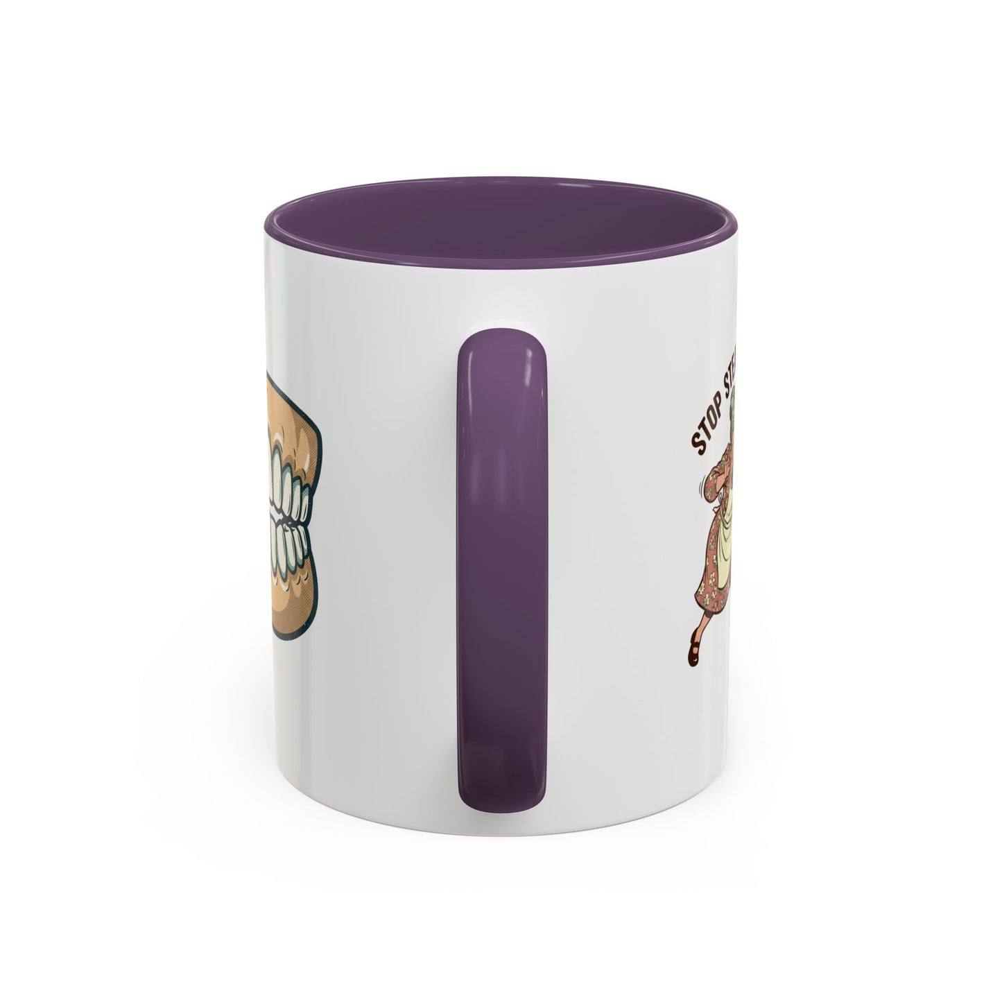 Chattering Dentures Coffee Mug — Funny Dental Illustration Accent Mug
