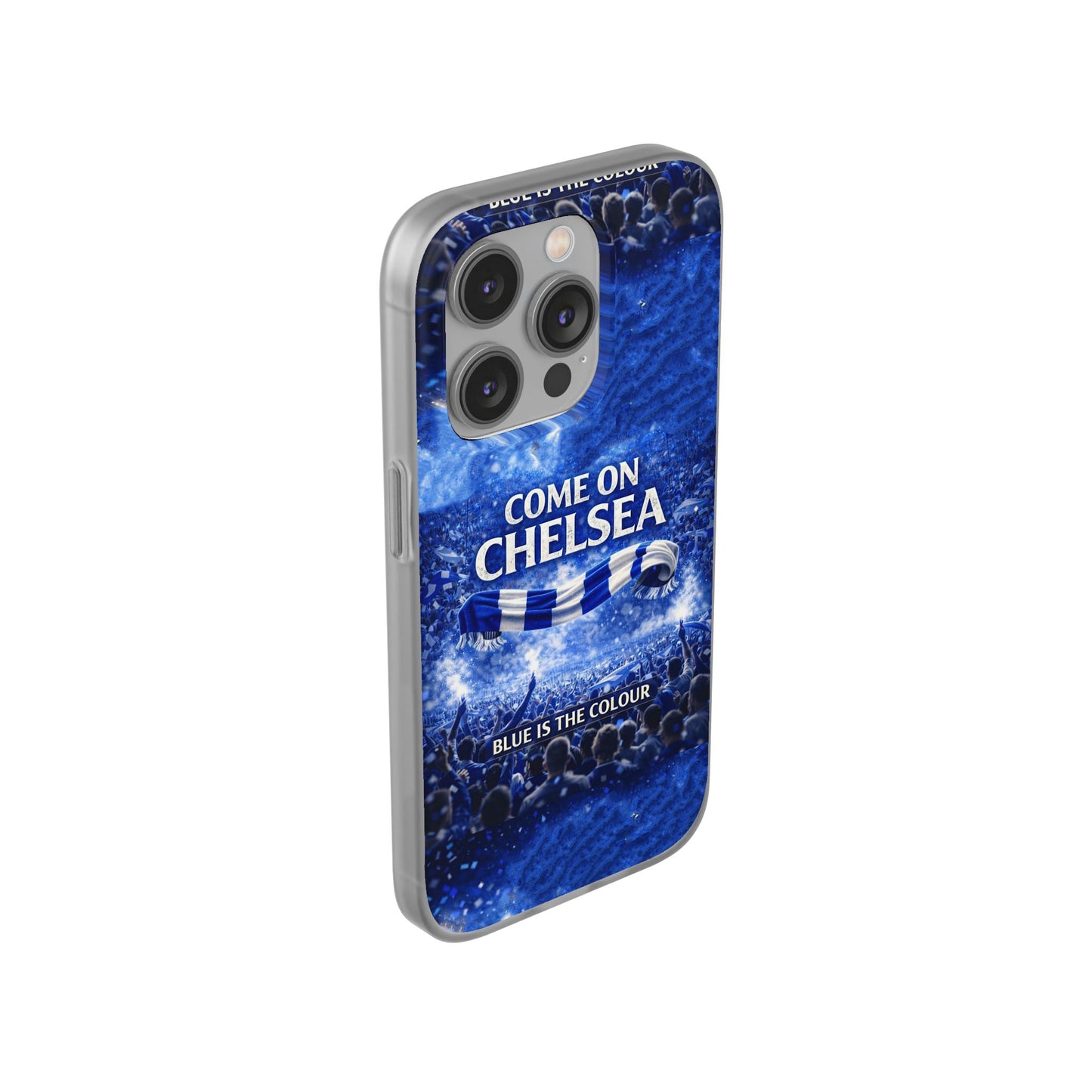 Funda flexible para teléfono del Chelsea Football: "Vamos Chelsea" en azul para aficionados