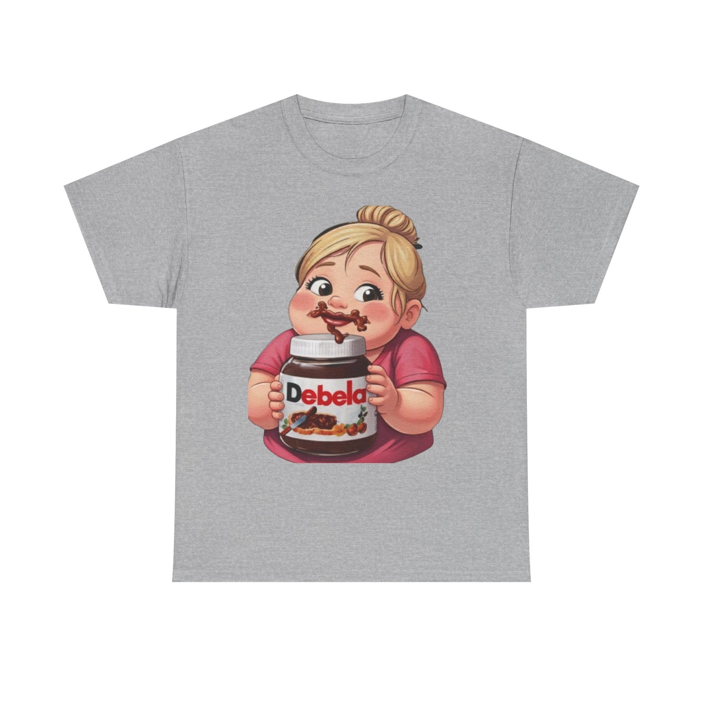 Camiseta con un niño adorable sosteniendo un tarro inspirada en Nutella — Camiseta divertida para amantes de los postres 