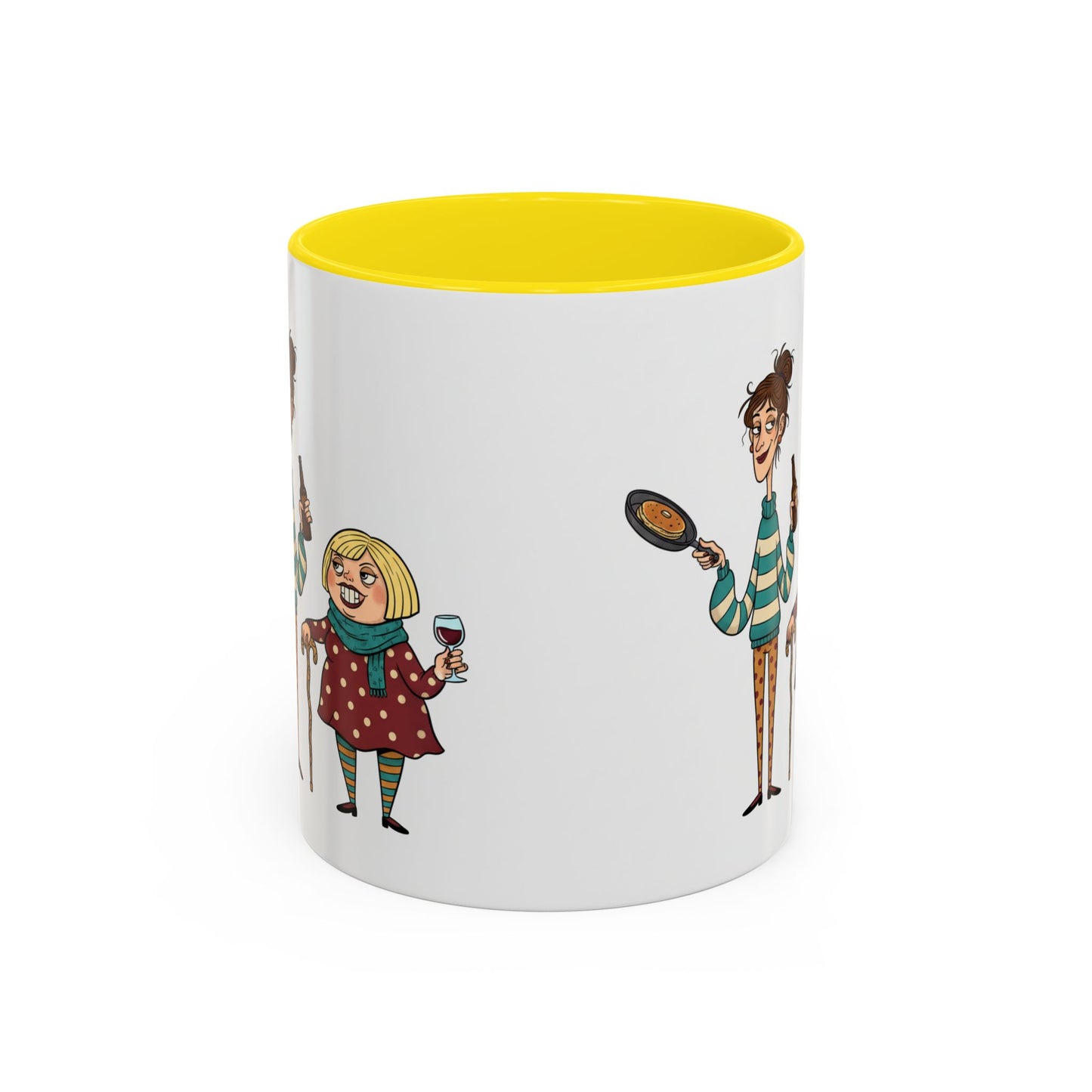 Funny Family Characters Accent Coffee Mug – Quirky Cartoon Parents & Kids Gift
