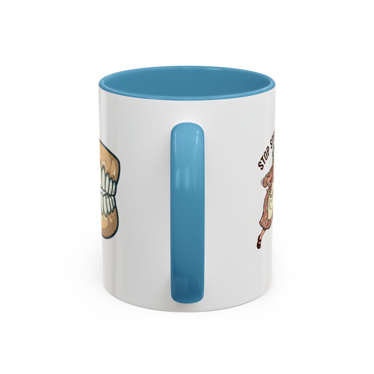 Chattering Dentures Coffee Mug — Funny Dental Illustration Accent Mug