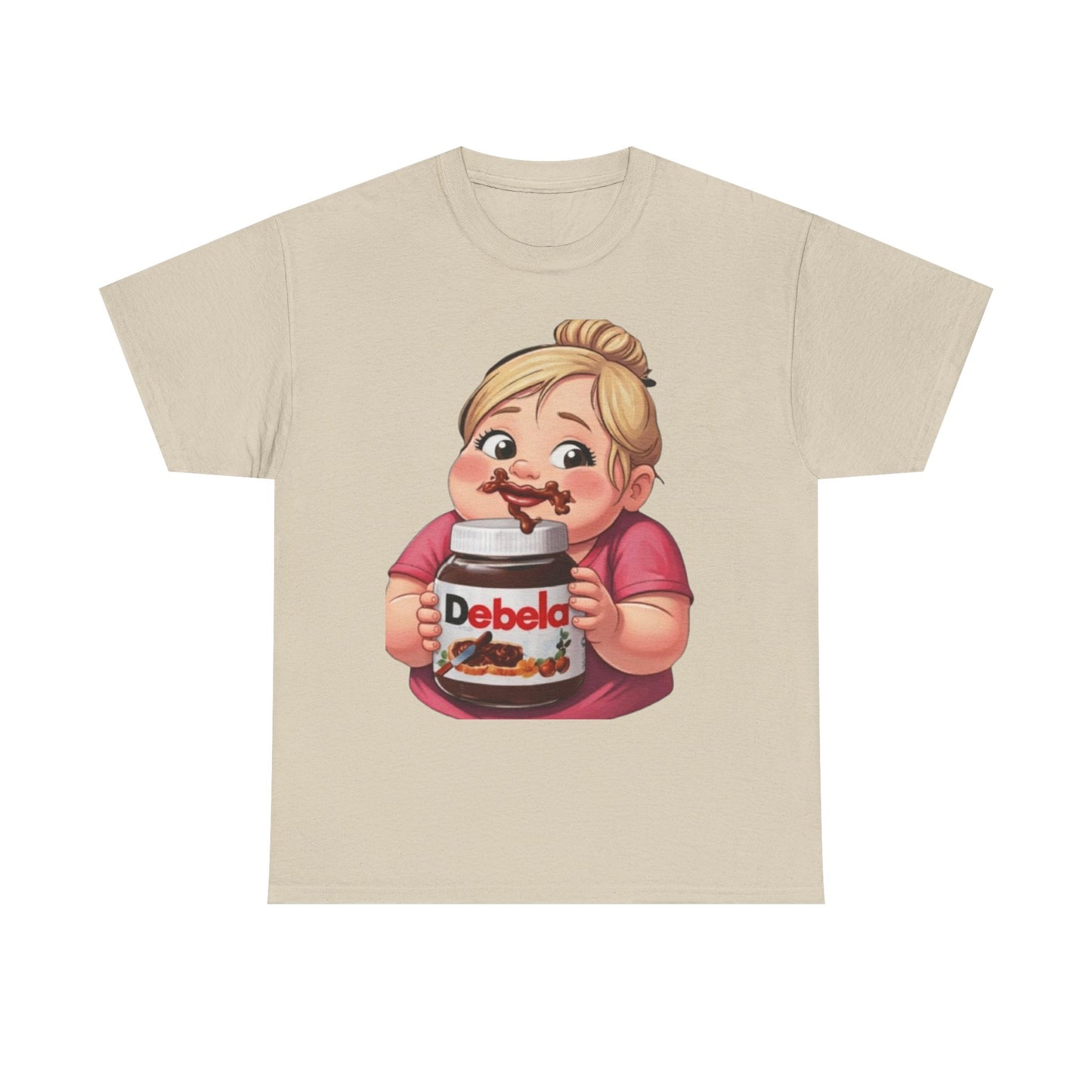Camiseta con un niño adorable sosteniendo un tarro inspirada en Nutella — Camiseta divertida para amantes de los postres 
