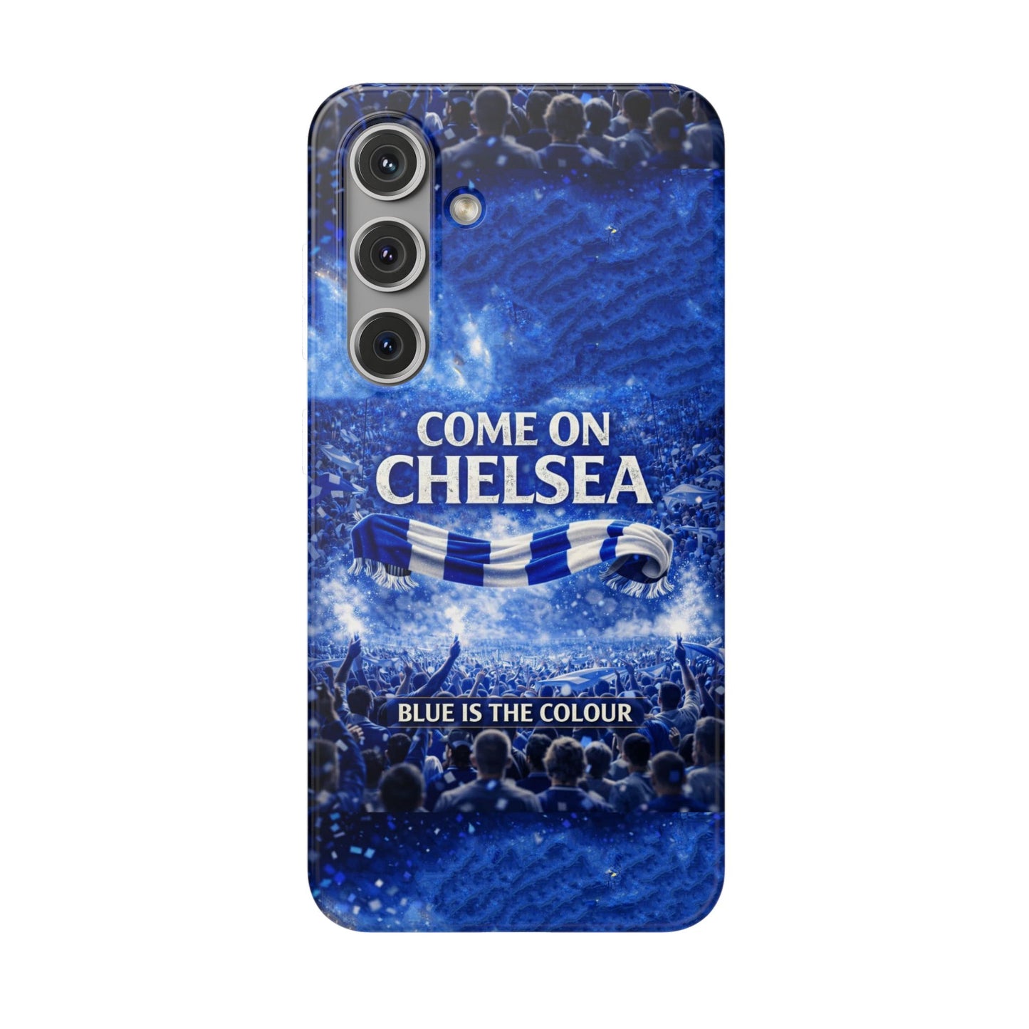 Funda flexible para teléfono del Chelsea Football: "Vamos Chelsea" en azul para aficionados