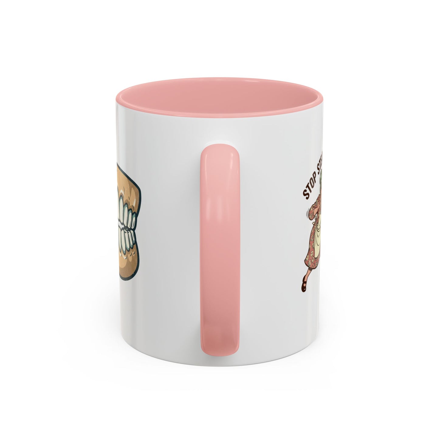 Chattering Dentures Coffee Mug — Funny Dental Illustration Accent Mug