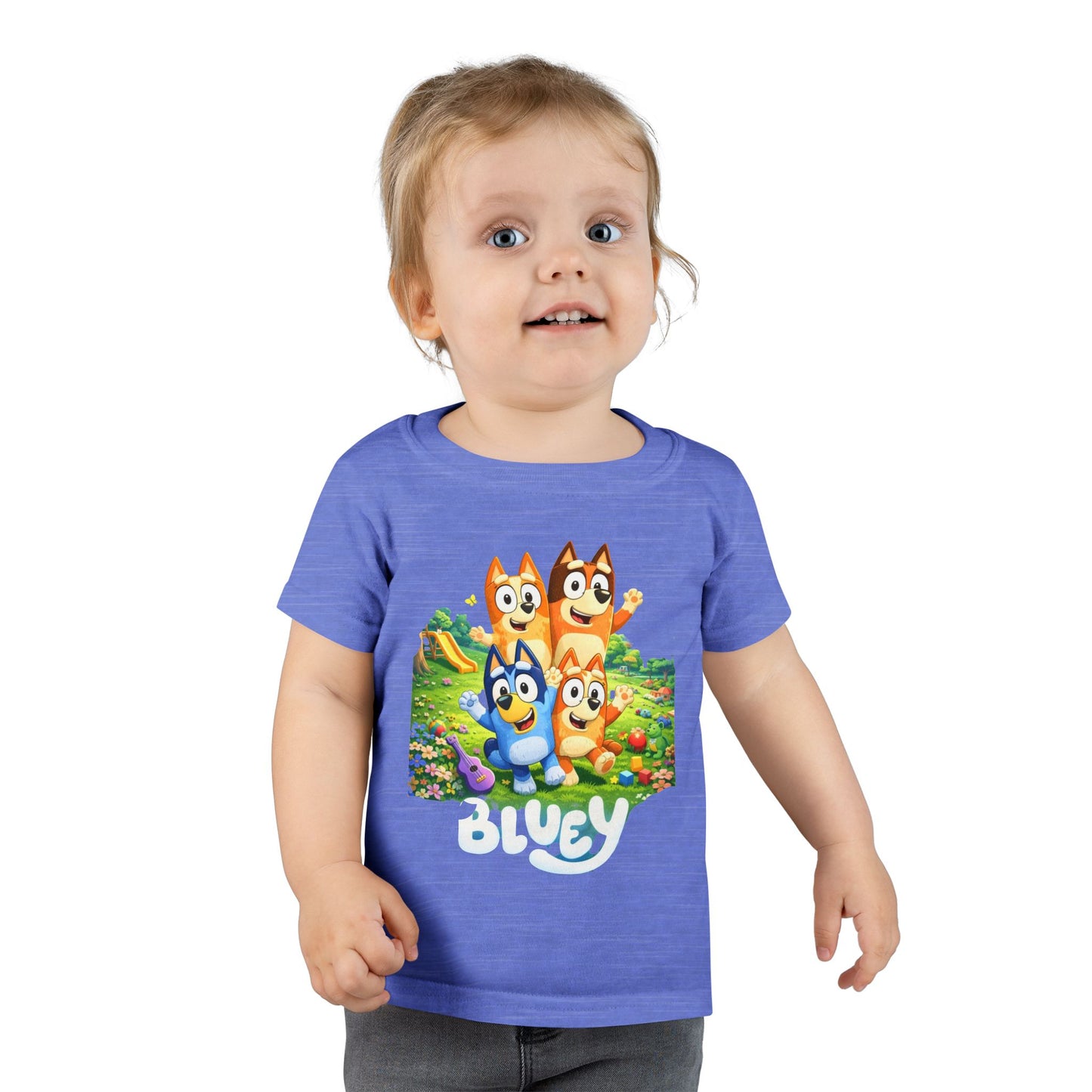 Bluey Family Toddler T-Shirt — Colorful Cartoon Puppy Graphic Tee