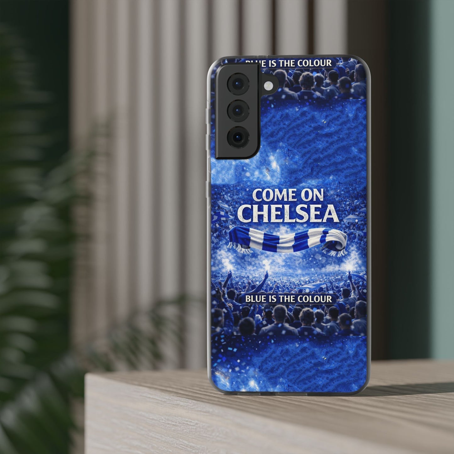 Funda flexible para teléfono del Chelsea Football: "Vamos Chelsea" en azul para aficionados