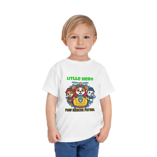 Little Hero Paw Rescue Patrol Toddler Tee — Kids' Cartoon Rescue Dog Shirt