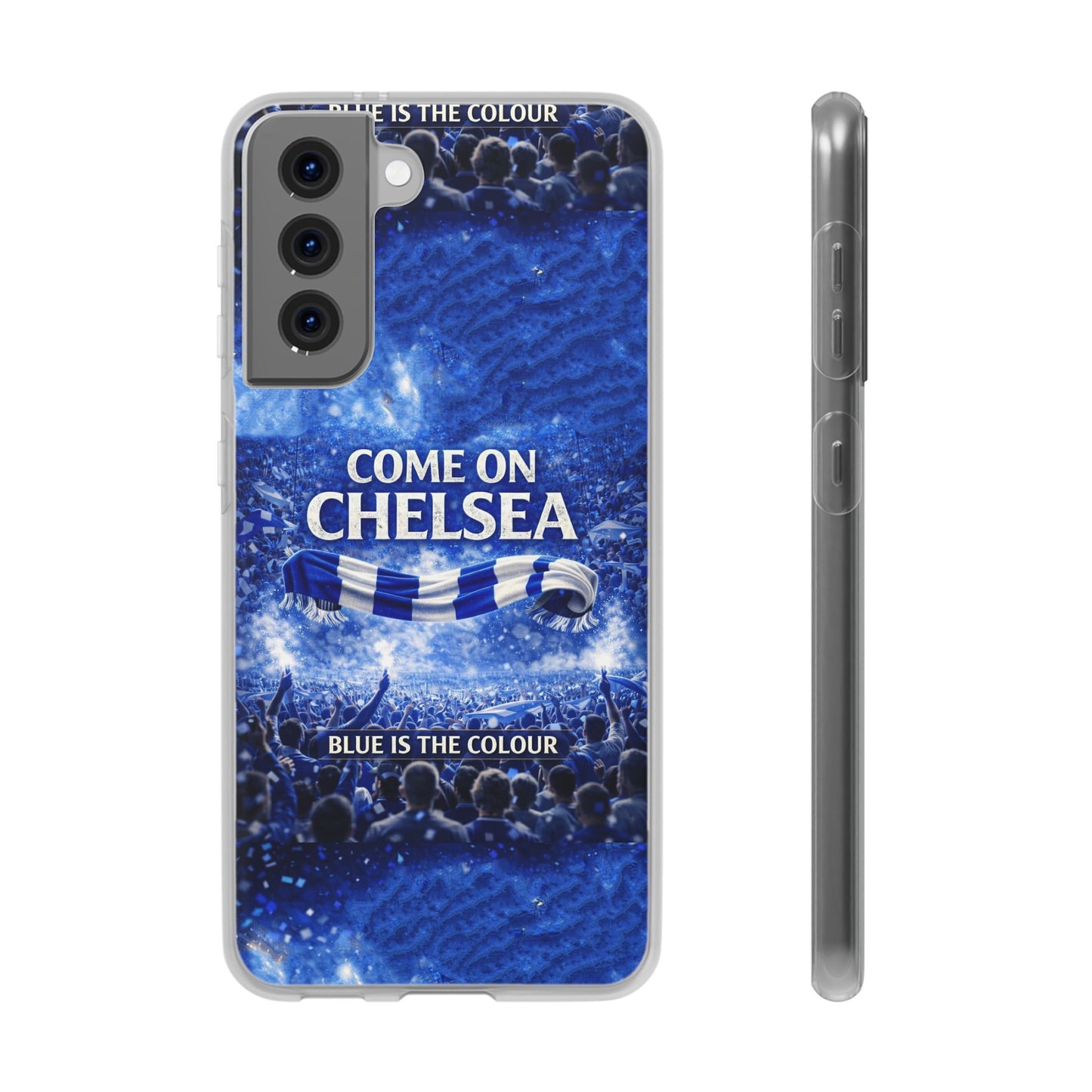 Funda flexible para teléfono del Chelsea Football: "Vamos Chelsea" en azul para aficionados
