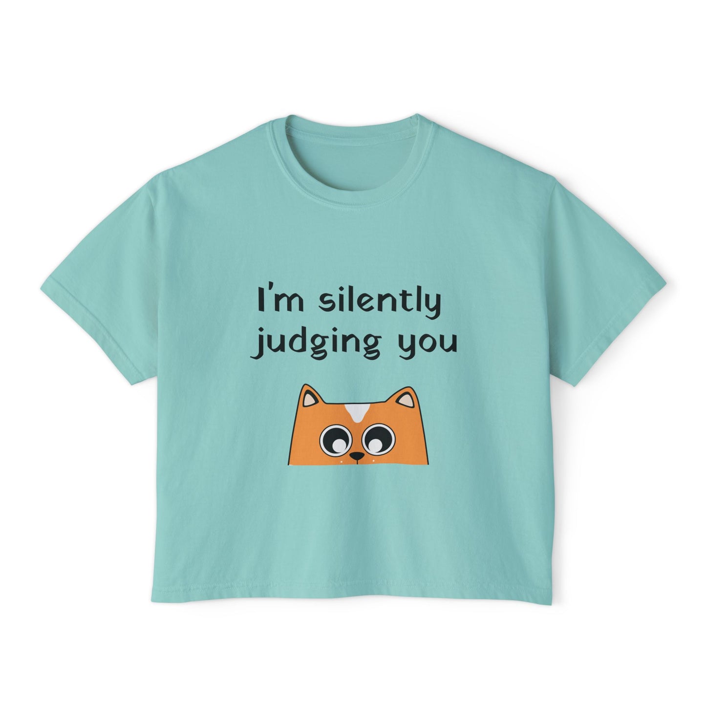 I'm Silently Judging You Cat Boxy Tee — Women's Funny Graphic T‑Shirt