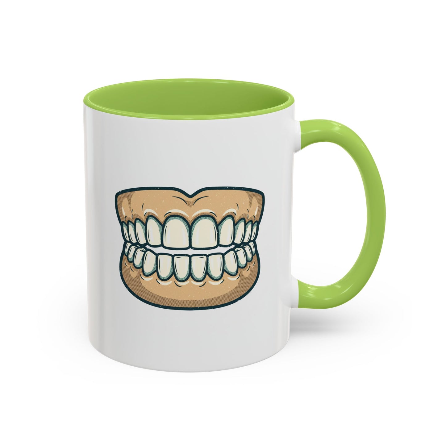 Chattering Dentures Coffee Mug — Funny Dental Illustration Accent Mug