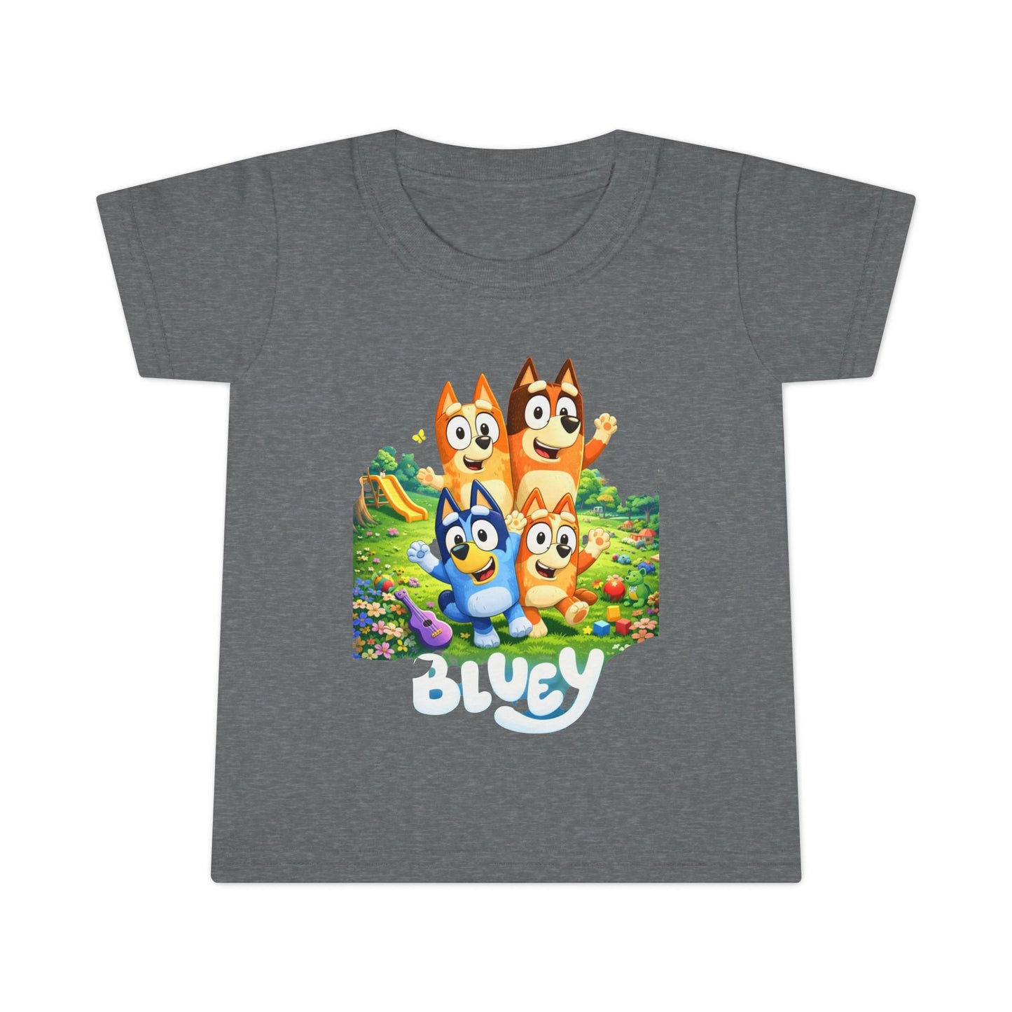 Bluey Family Toddler T-Shirt — Colorful Cartoon Puppy Graphic Tee