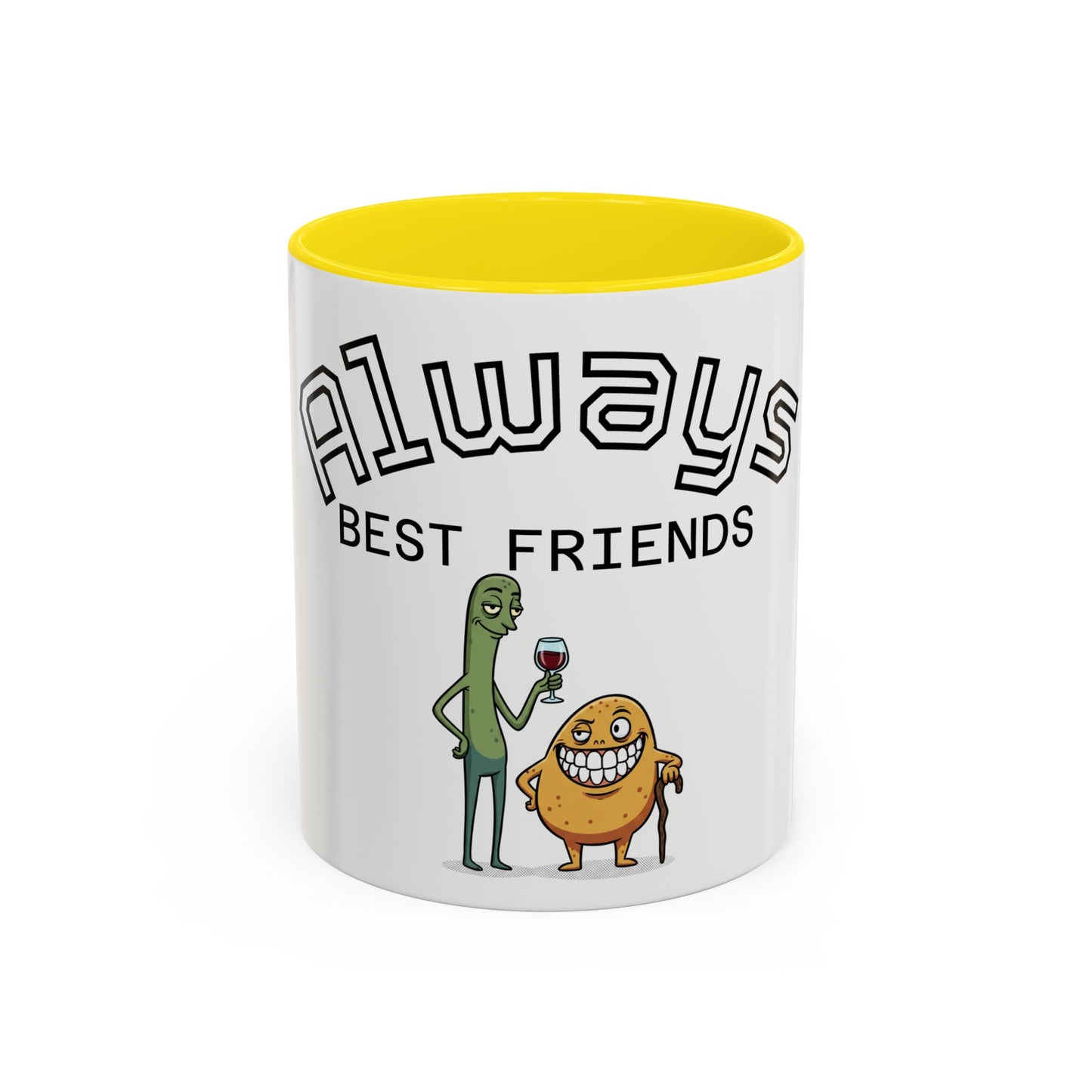 Taza de café — "Siempre mejores amigos" Divertida taza de la amistad con pepinillos y nuggets (11/15 oz)