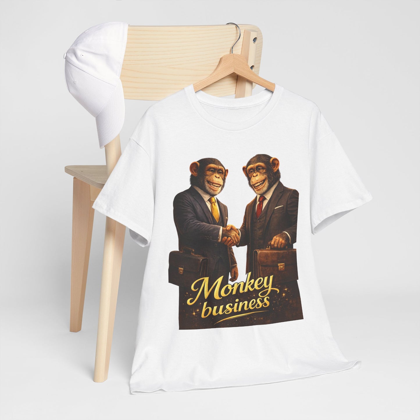 Monkey Business T-Shirt — Retro Chimps in Suits Graphic Tee