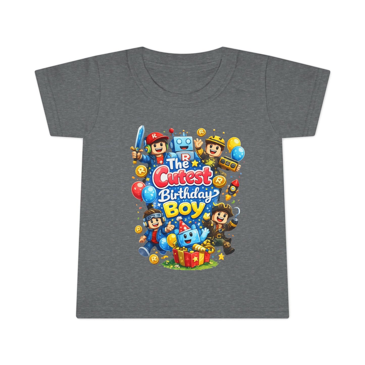 Toddler T-Shirt — "The Cutest Birthday Boy" Roblox Party Tee